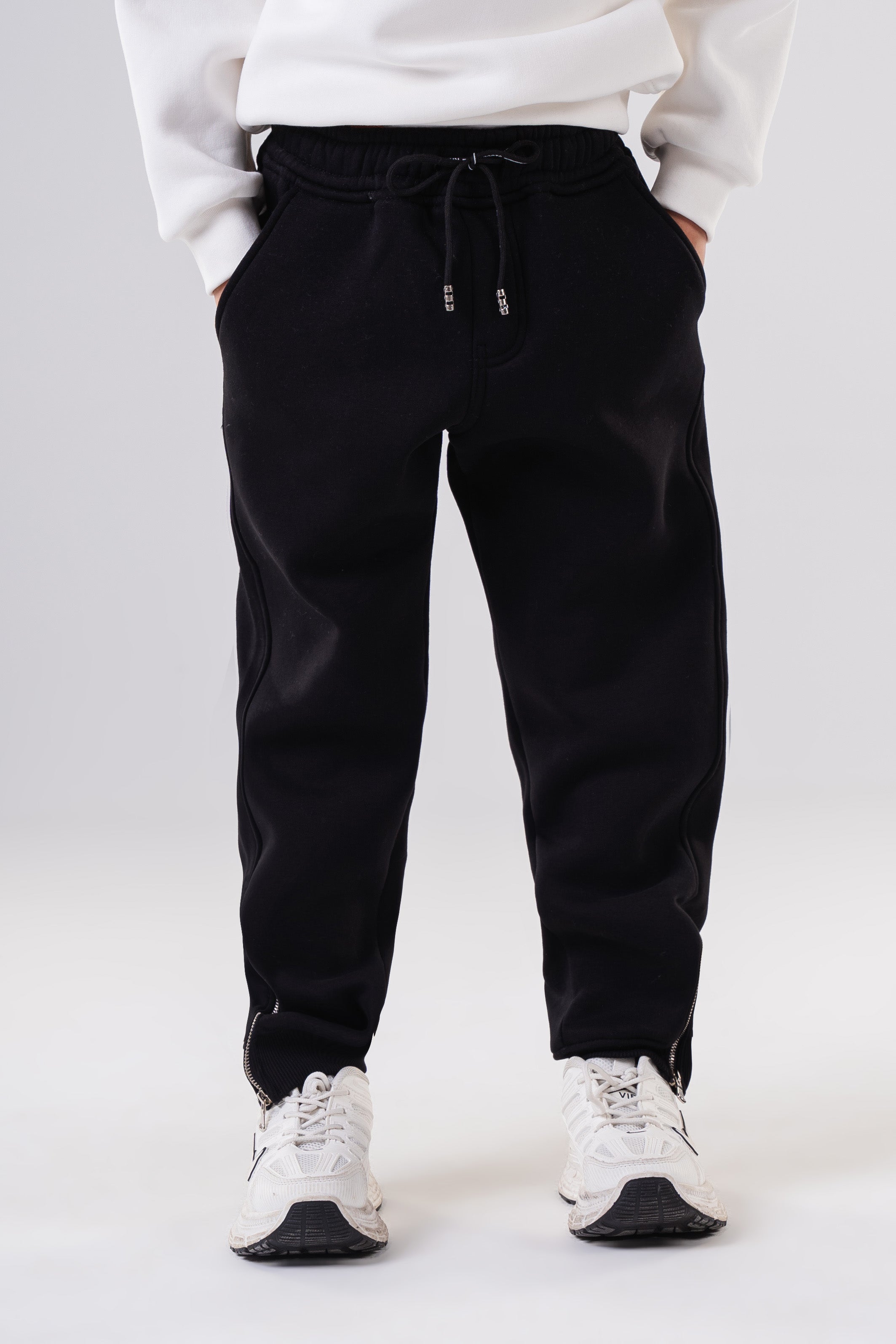 Boy's Classic Fleece Joggers with Ankle Zippers