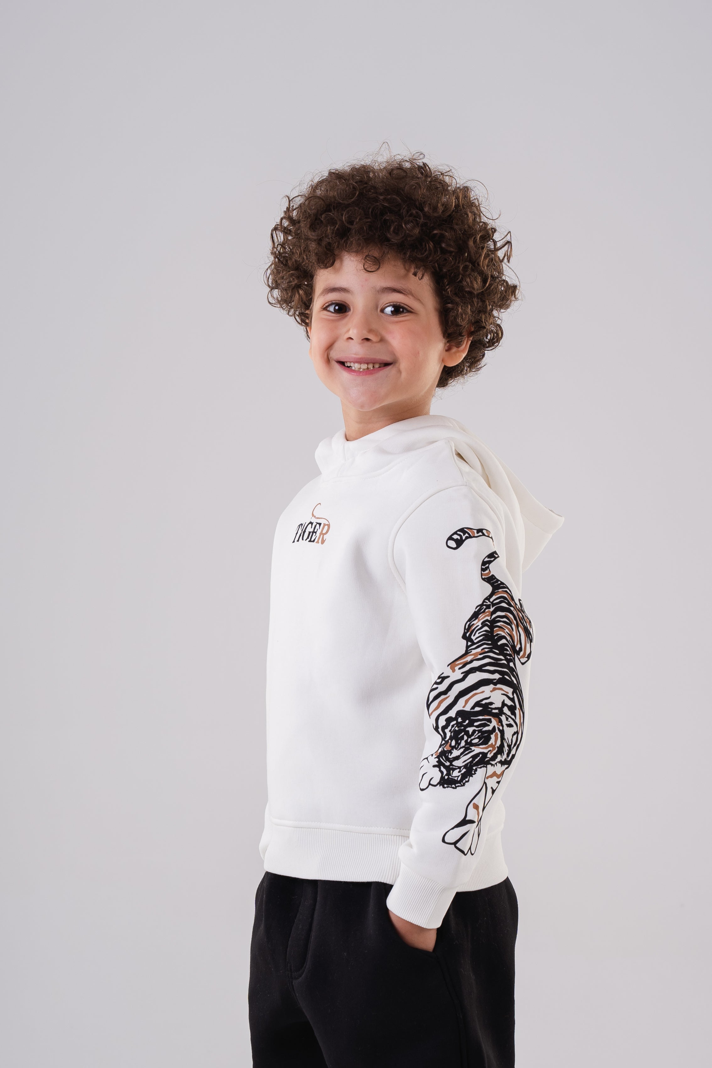 Boy's Tiger Stripe Sleeve Hoodie