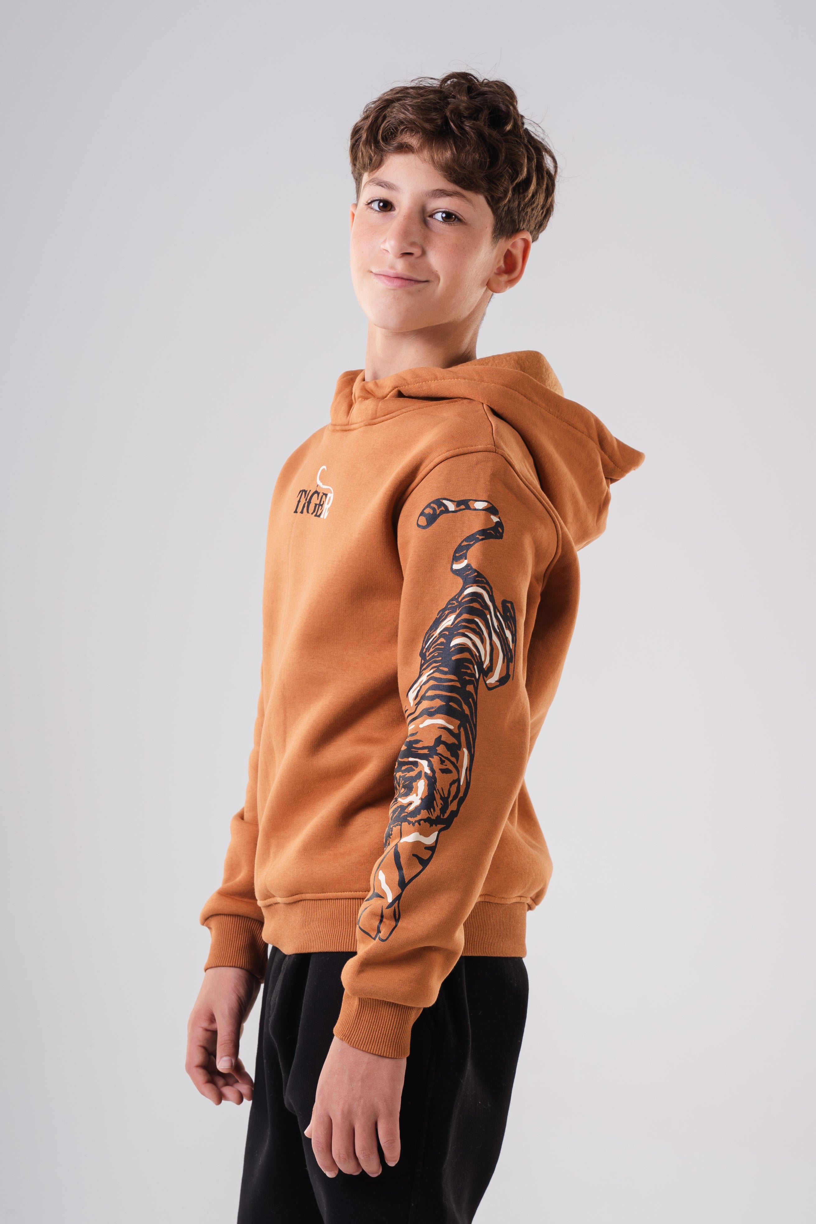 Boy's Tiger Stripe Sleeve Hoodie