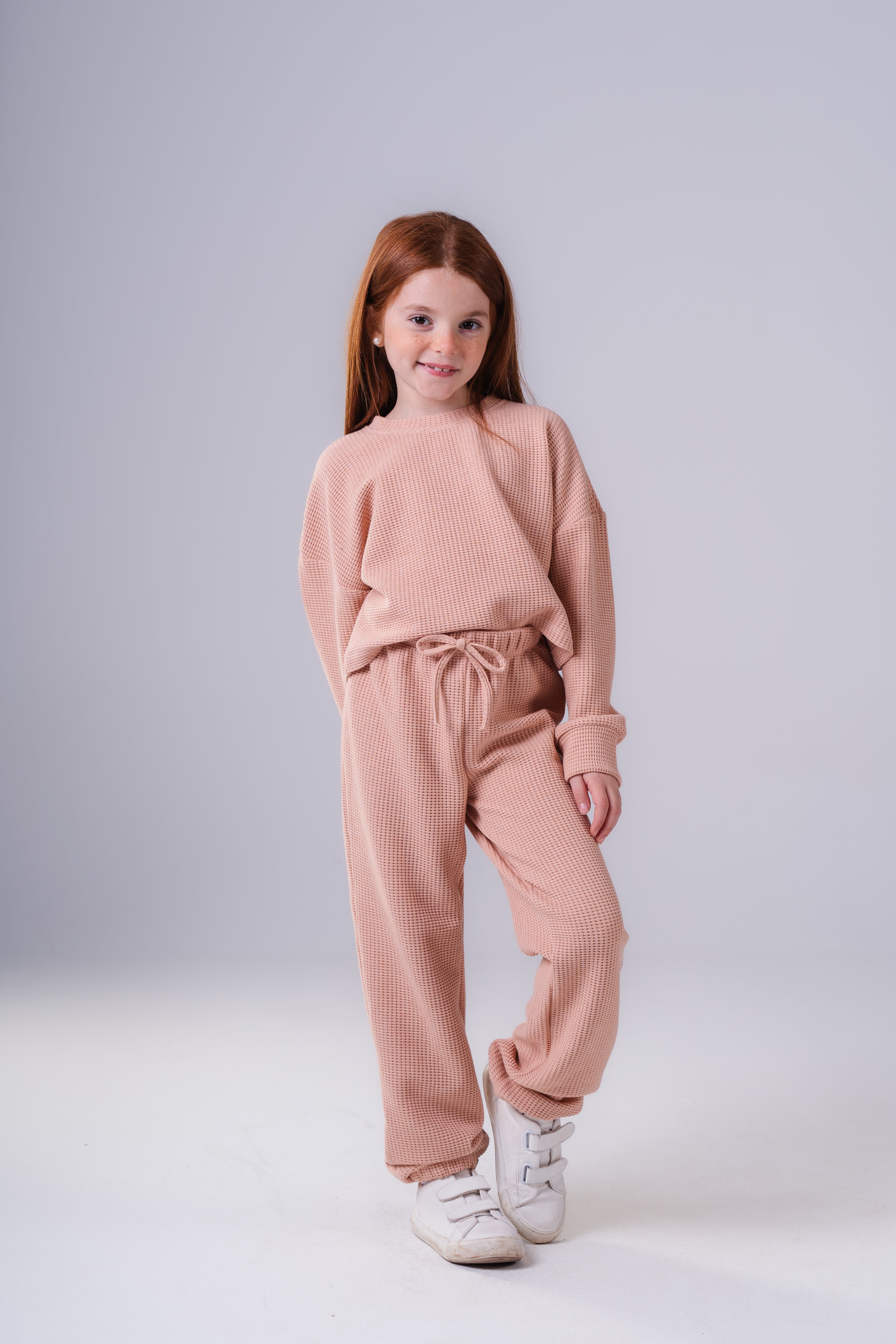 Girls Waffle Knit Loungewear Set