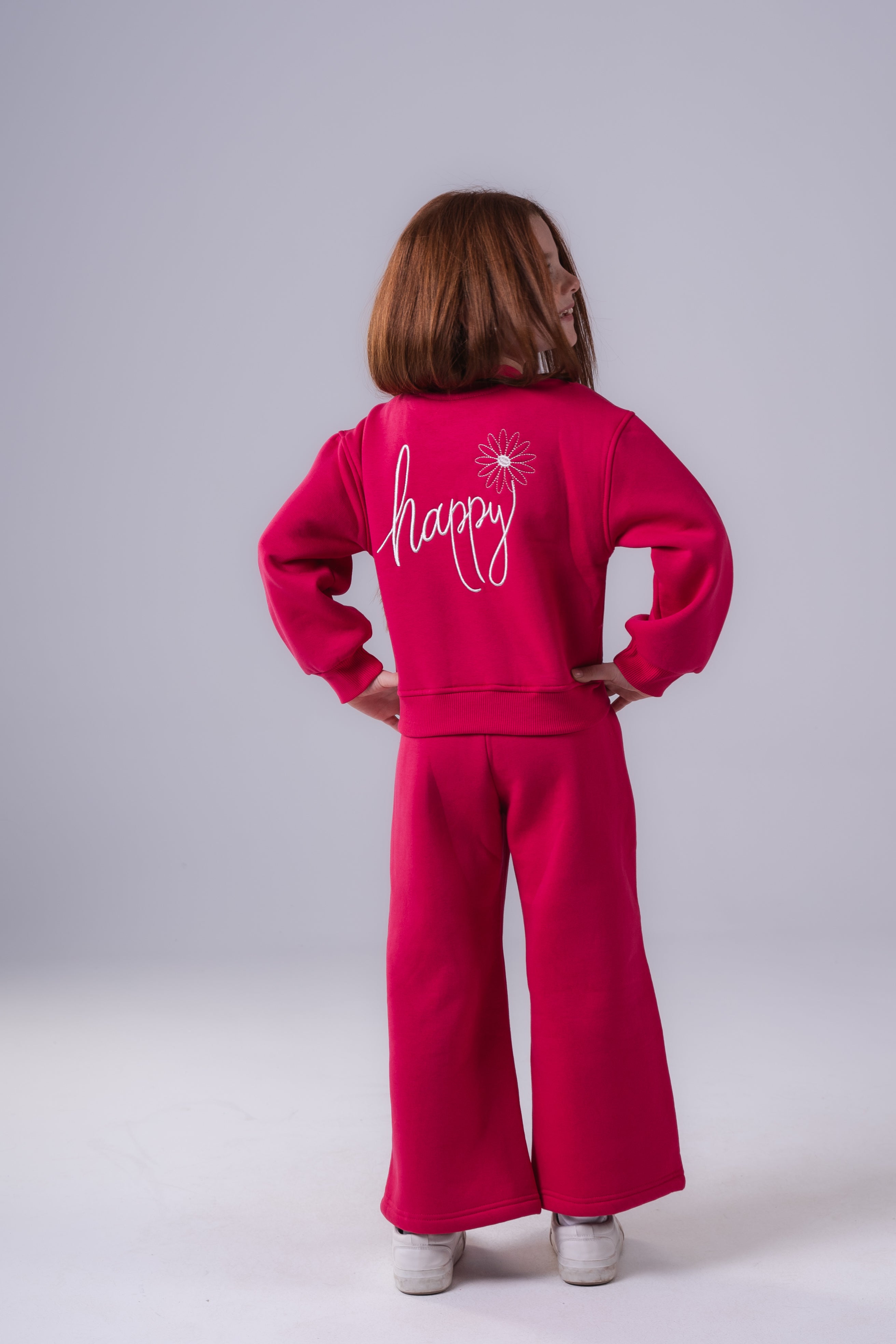 Girls Plush Fleece Wide-Leg Pajama Set