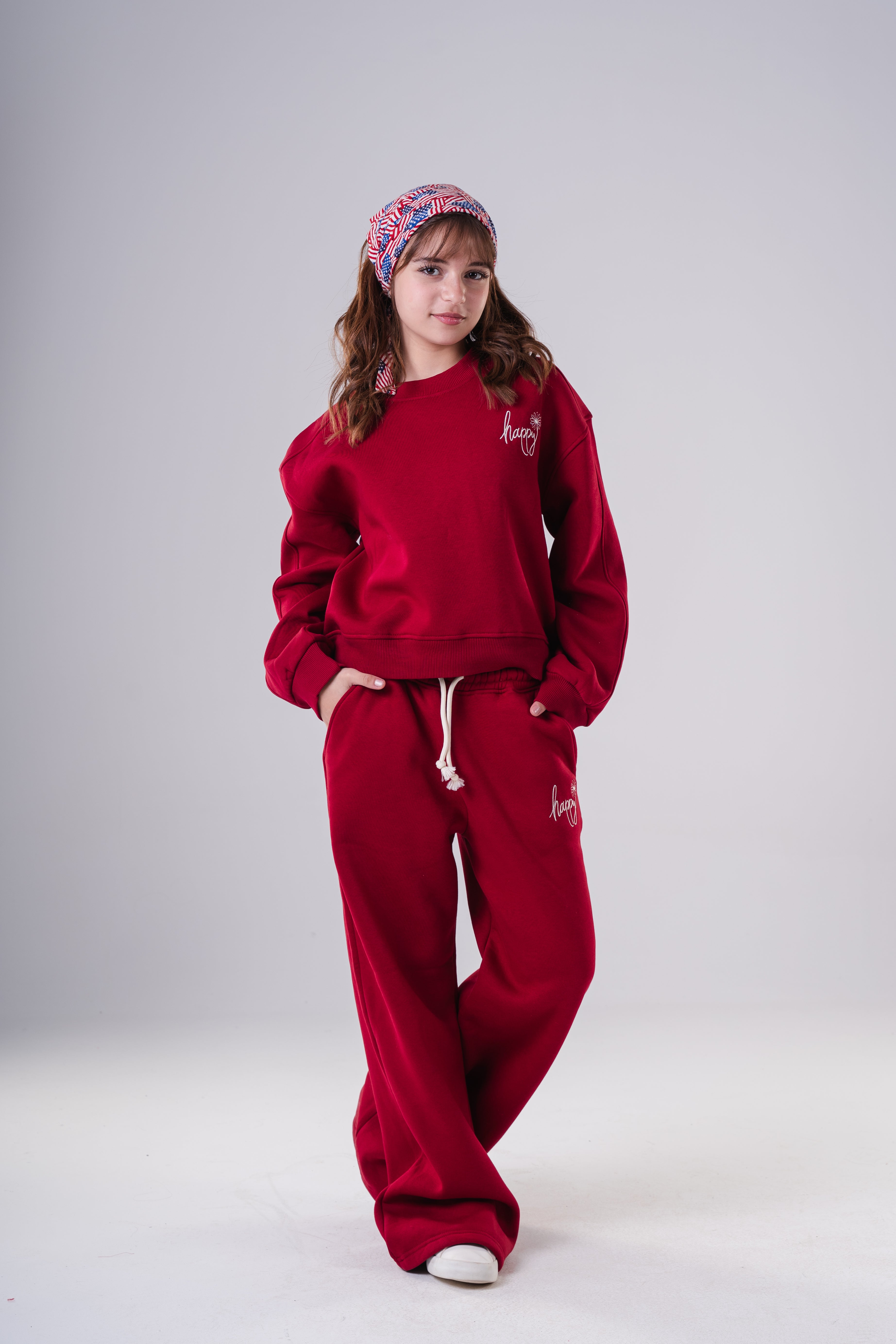 Girls Plush Fleece Wide-Leg Pajama Set