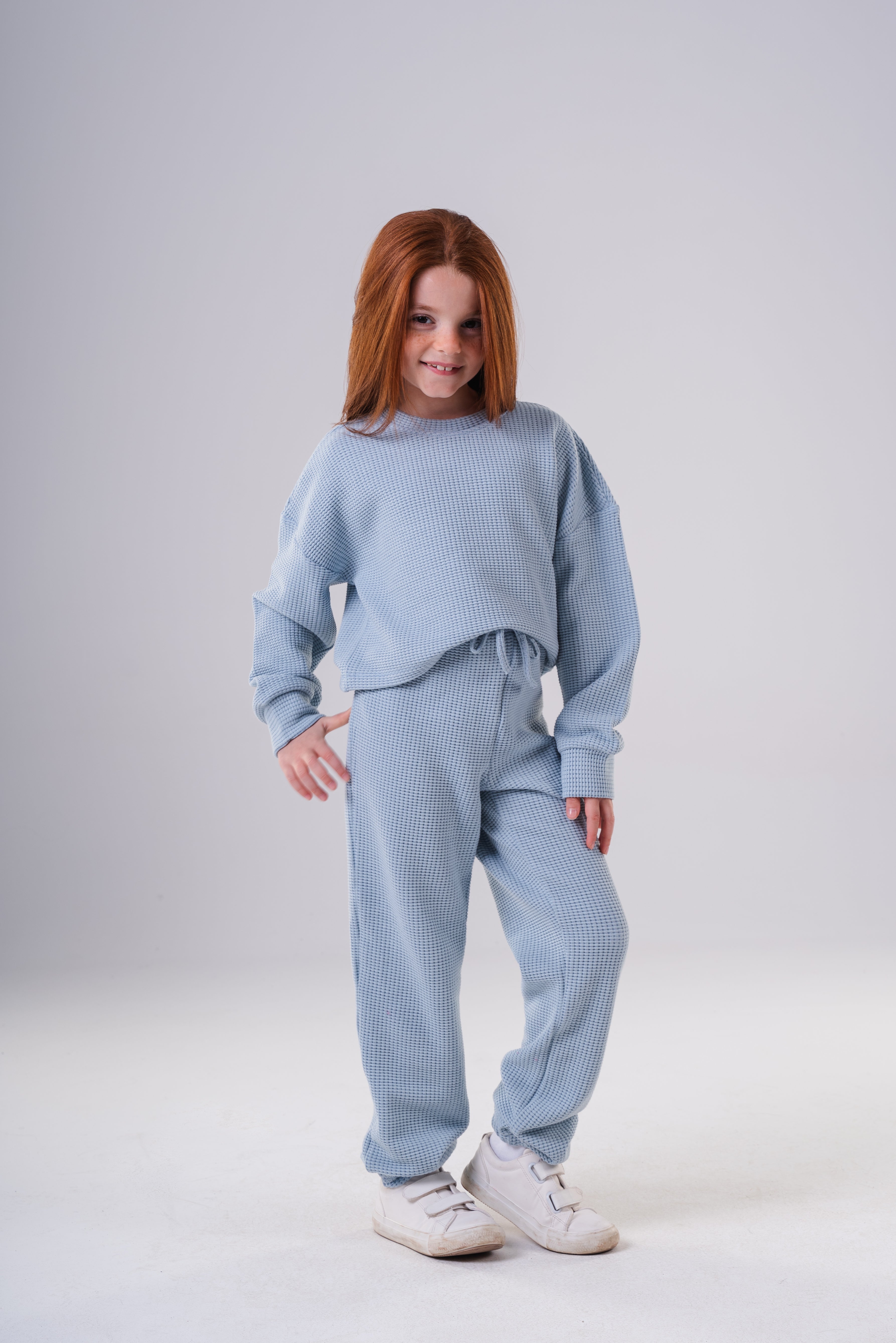 Girls Waffle Knit Loungewear Set