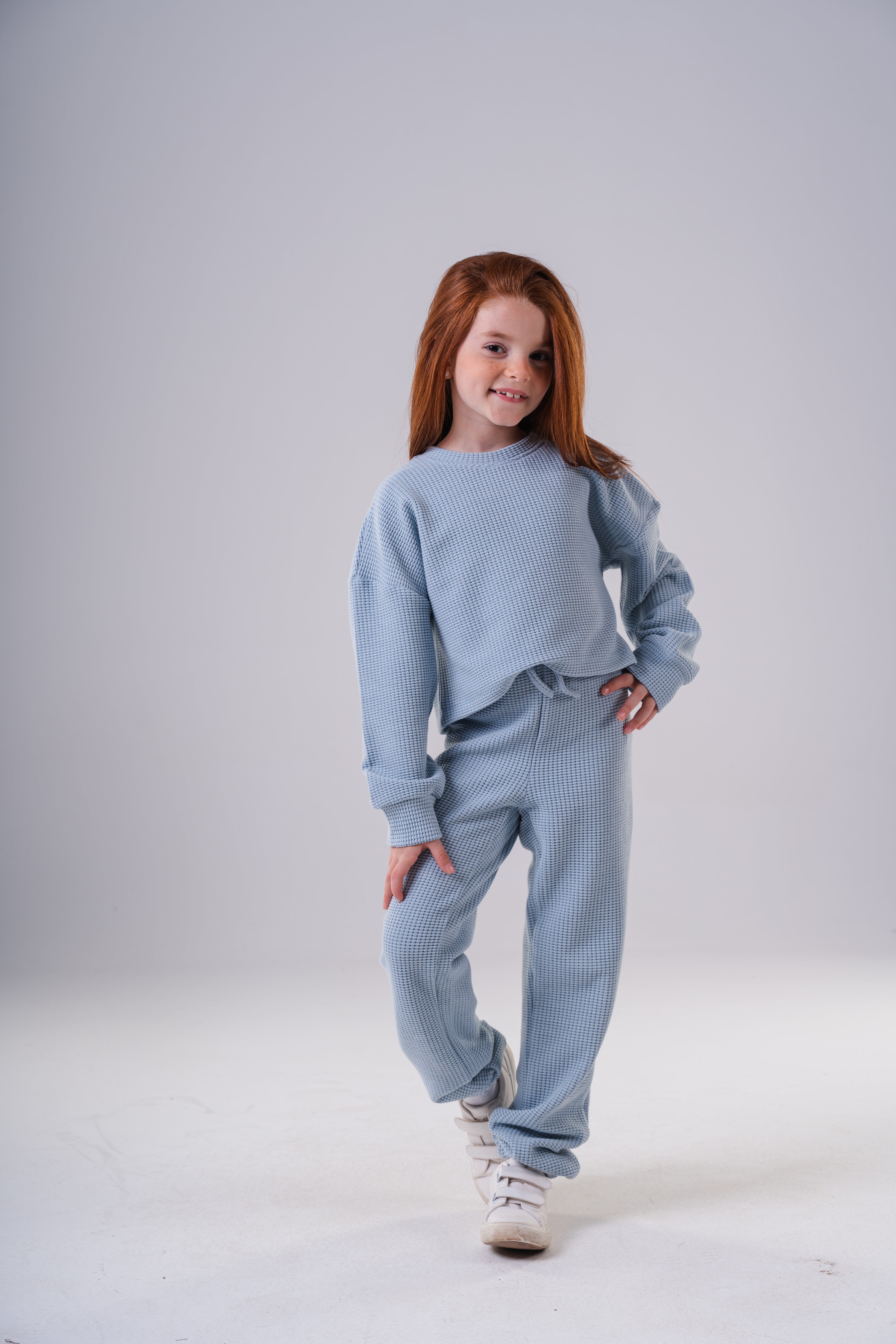 Girls Waffle Knit Loungewear Set