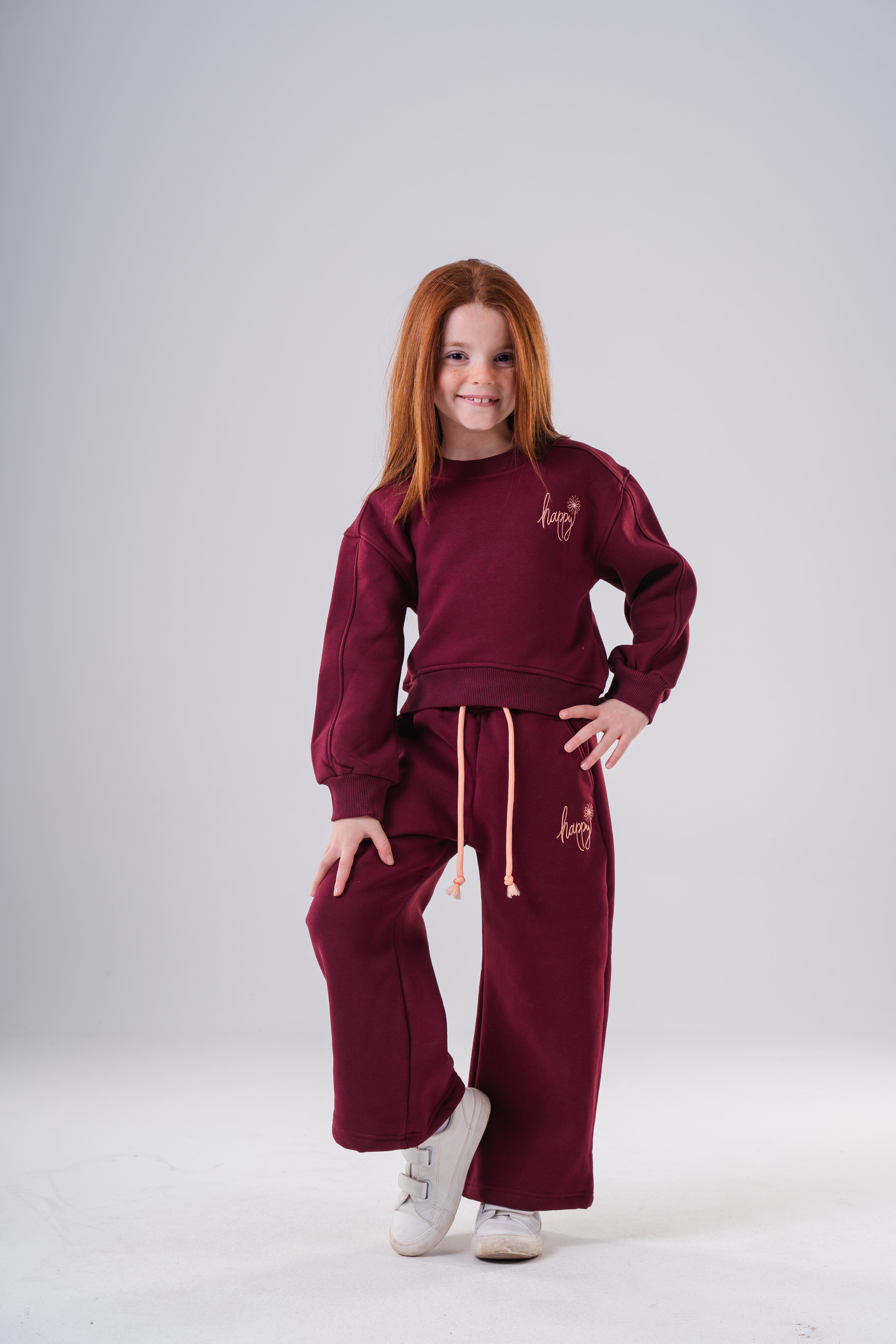 Girls Plush Fleece Wide-Leg Pajama Set