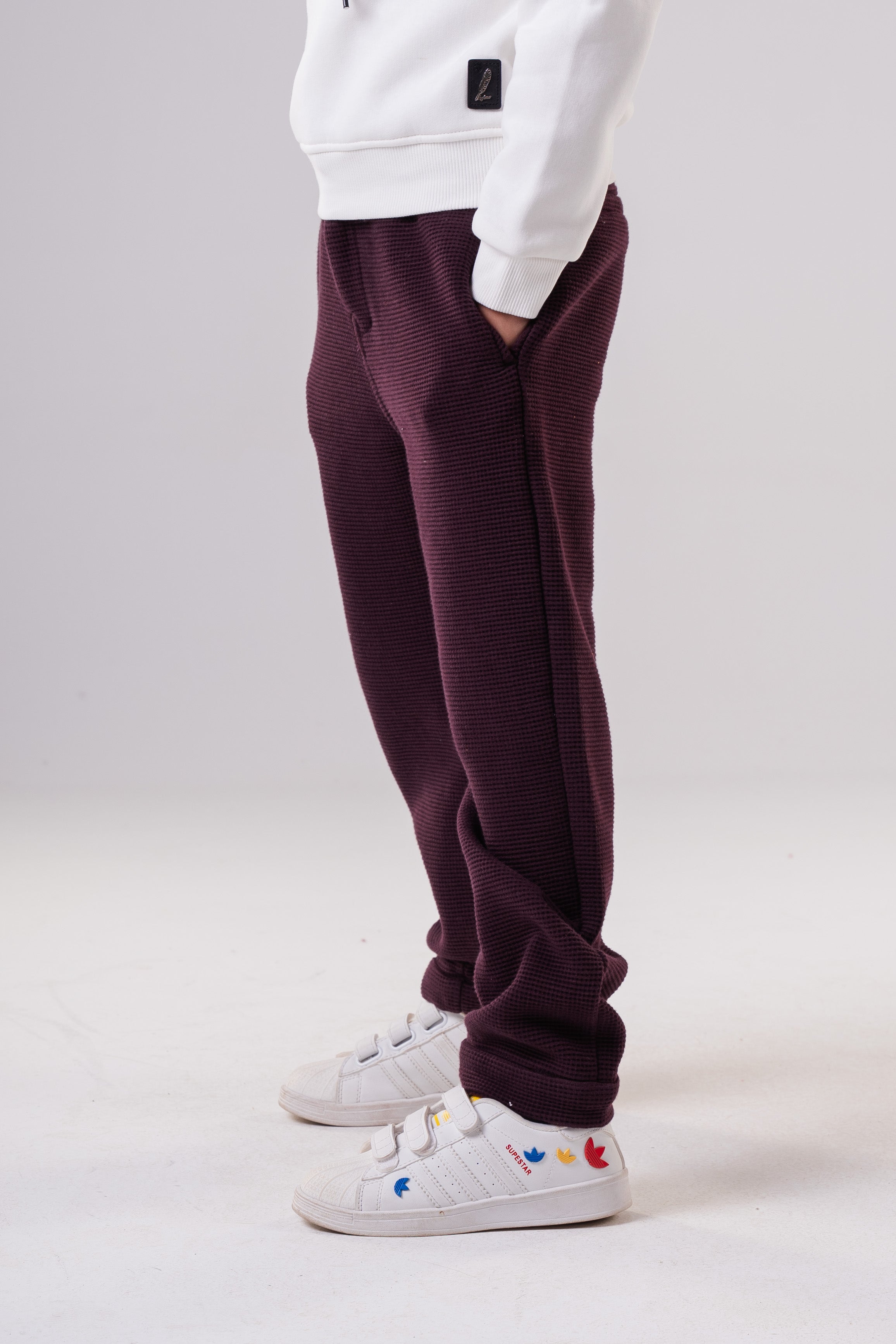 Boy's Relaxed Fit Micro-Patterned Casual Trousers