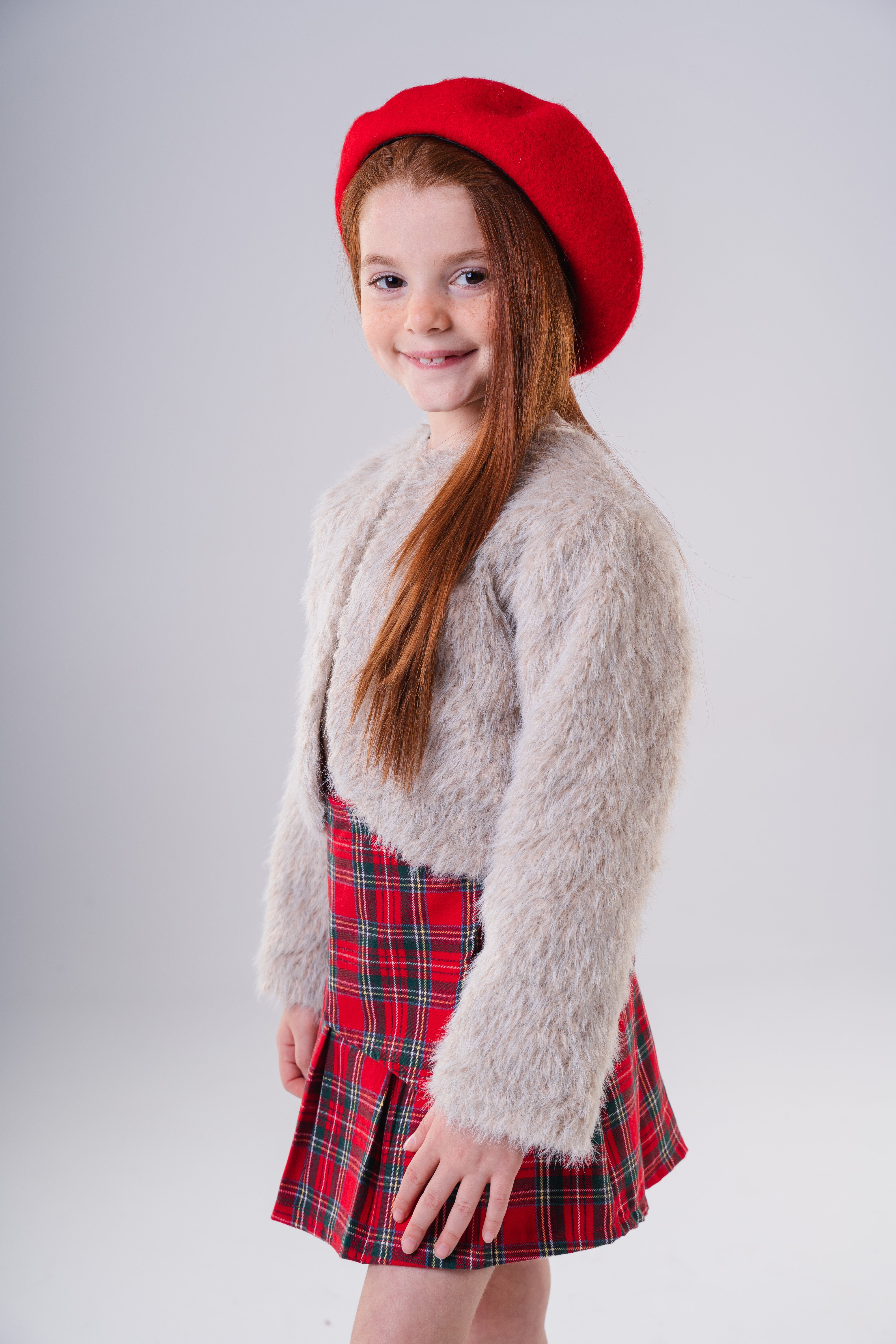 Girls' Faux Fur Shaggy Cropped Jacket