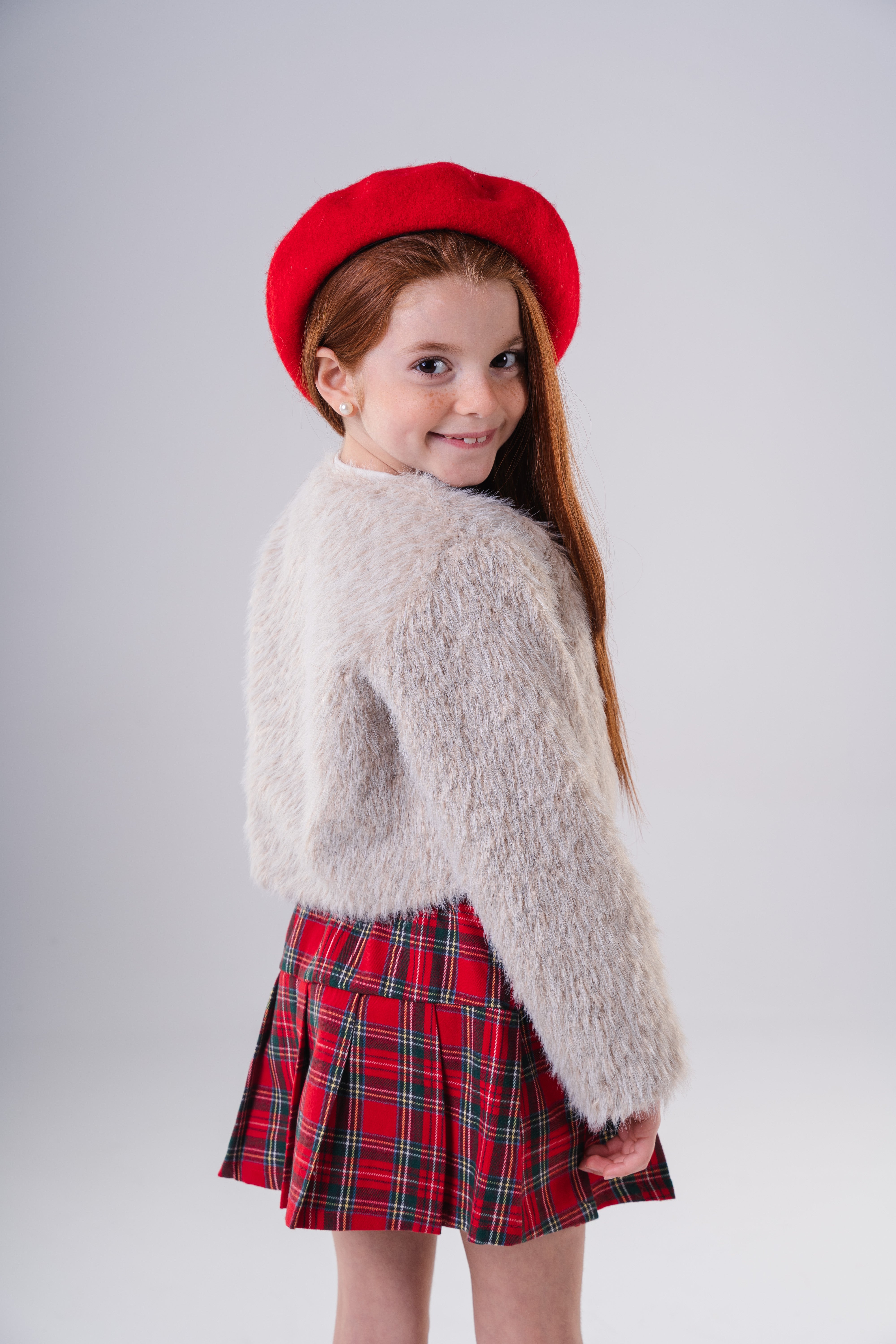 Girls' Faux Fur Shaggy Cropped Jacket