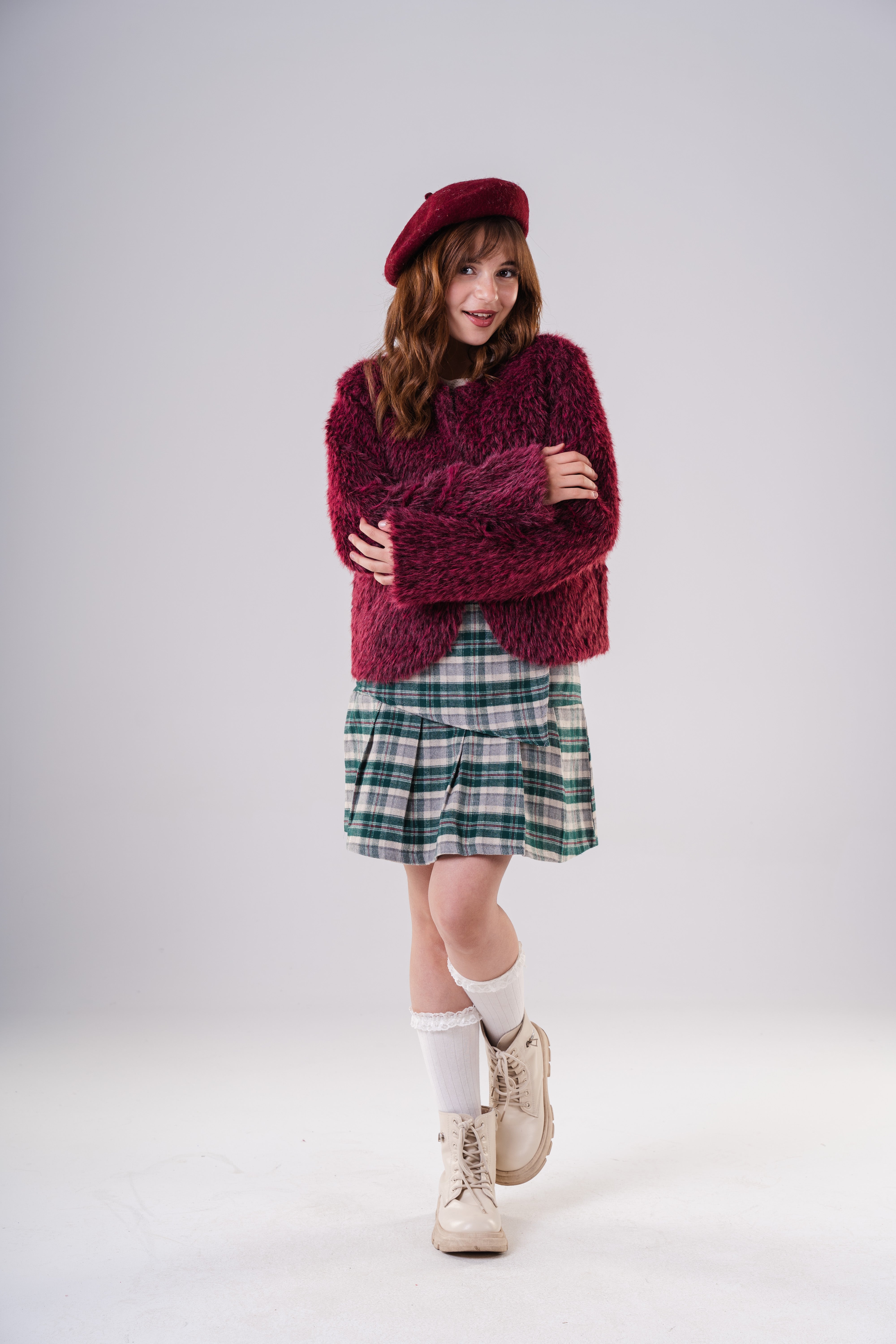 Girls' Faux Fur Shaggy Cropped Jacket