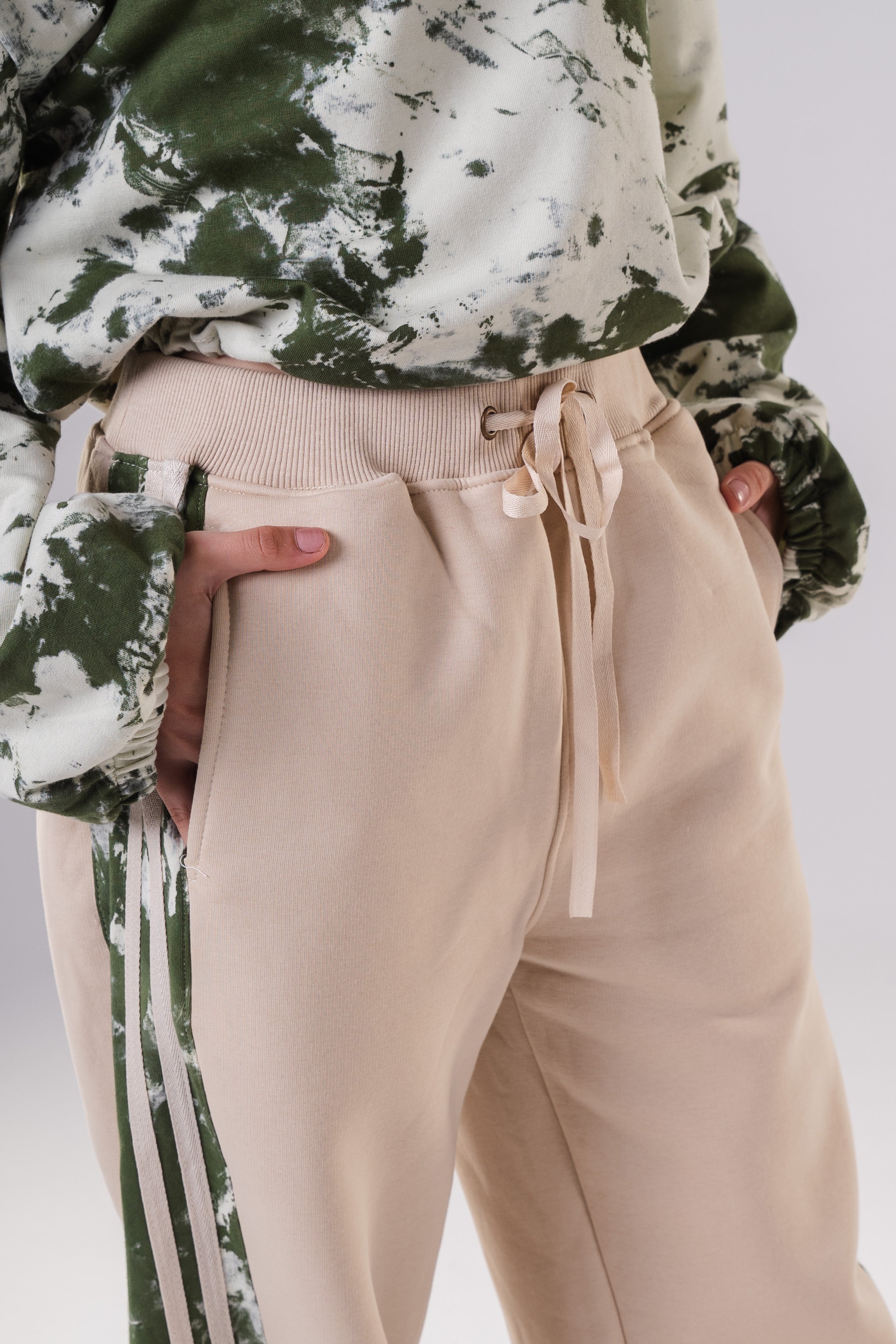 Girls Cozy Sweatpants with Tie-Dye Side Stripe