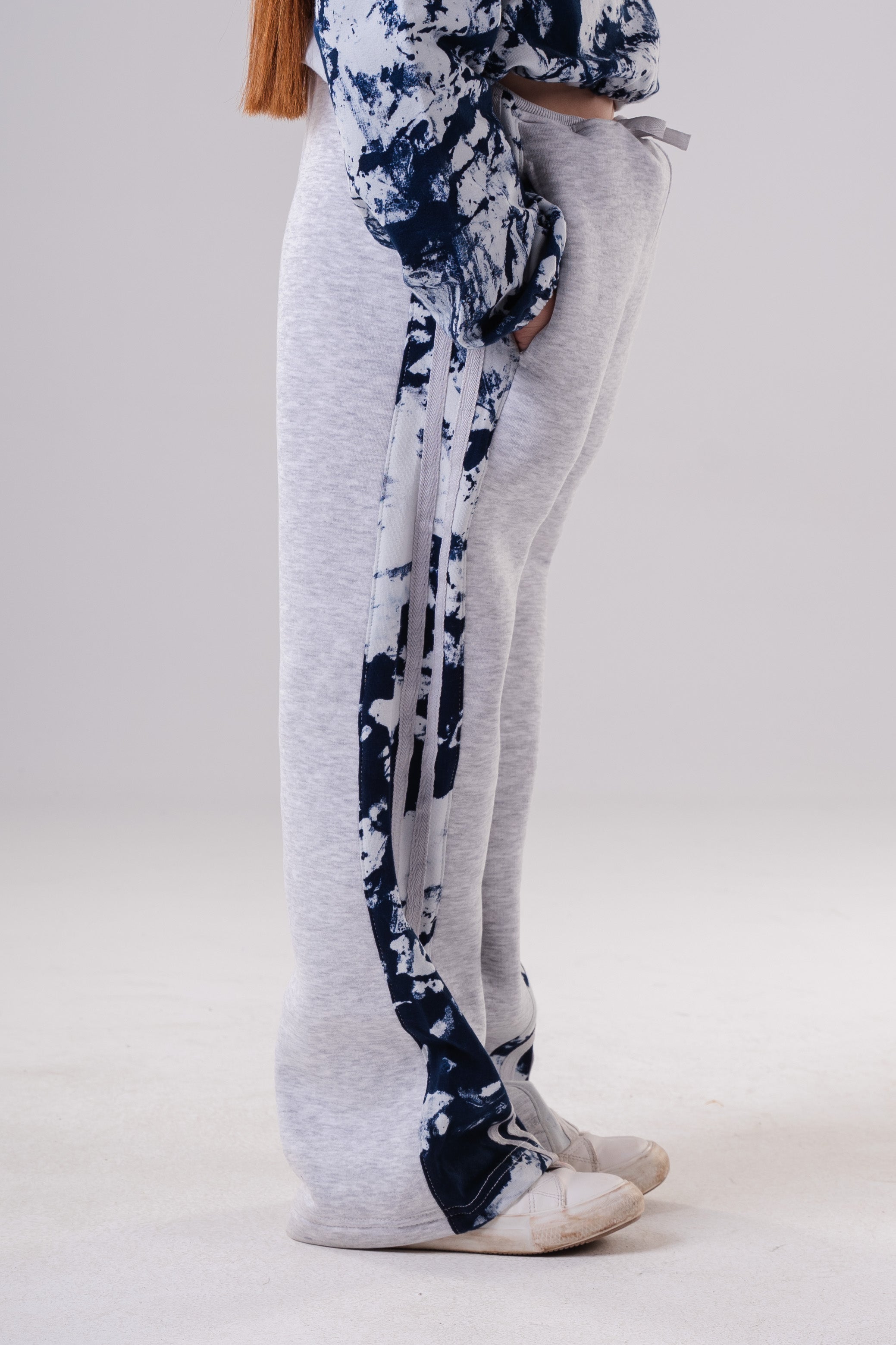 Girls Cozy Sweatpants with Tie-Dye Side Stripe