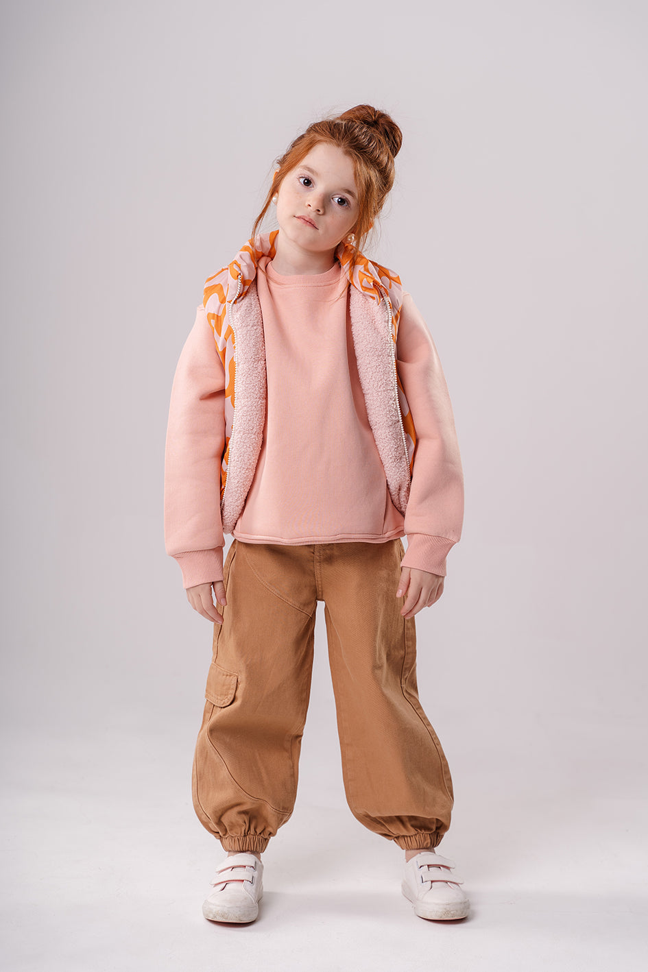 Girls Beige Baggy-fit Trousers