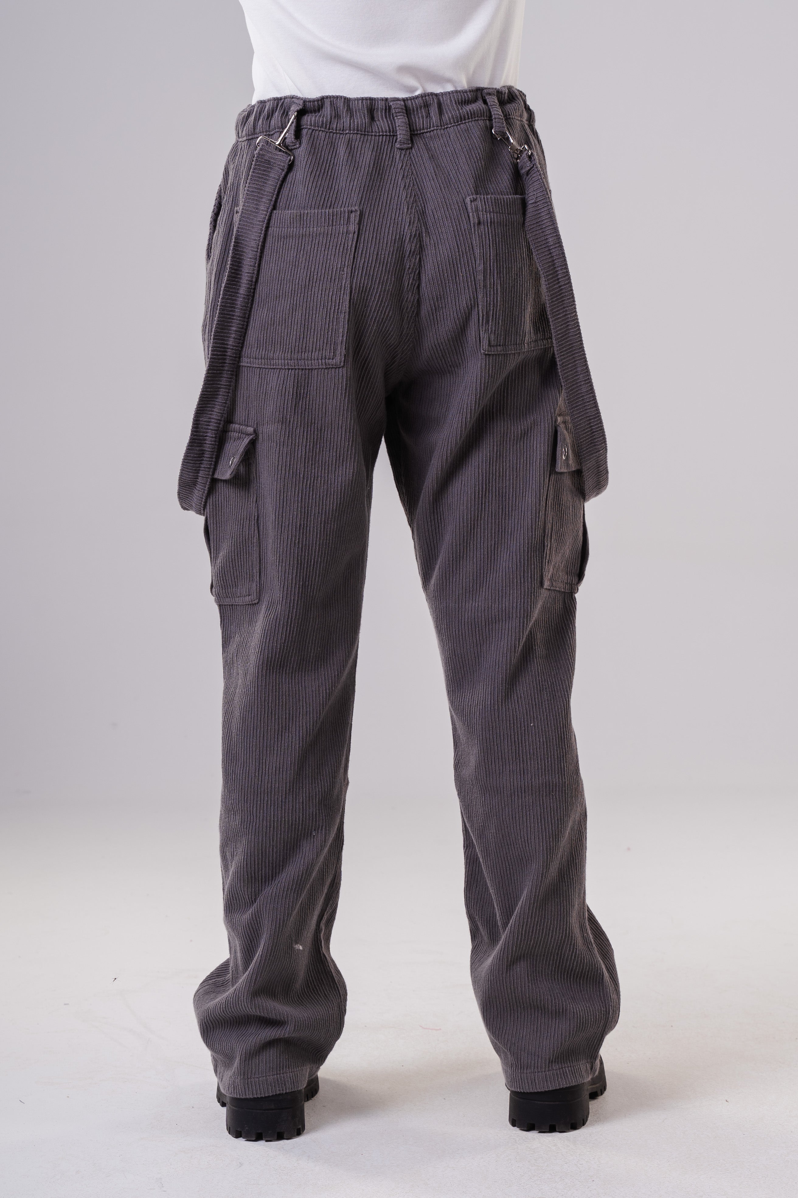 Girls Corduroy Cargo Pants with Removable Suspenders