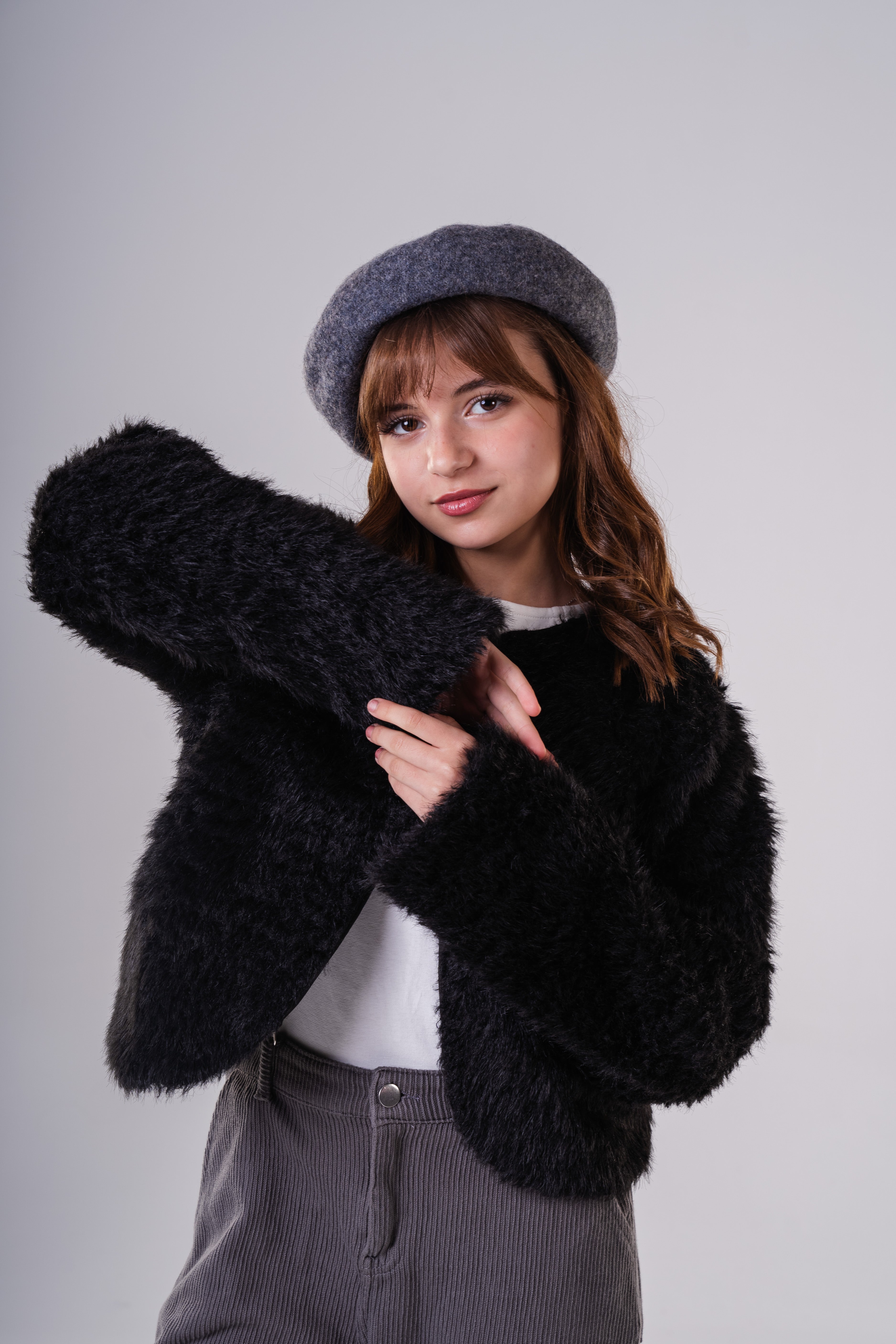 Girls' Faux Fur Shaggy Cropped Jacket