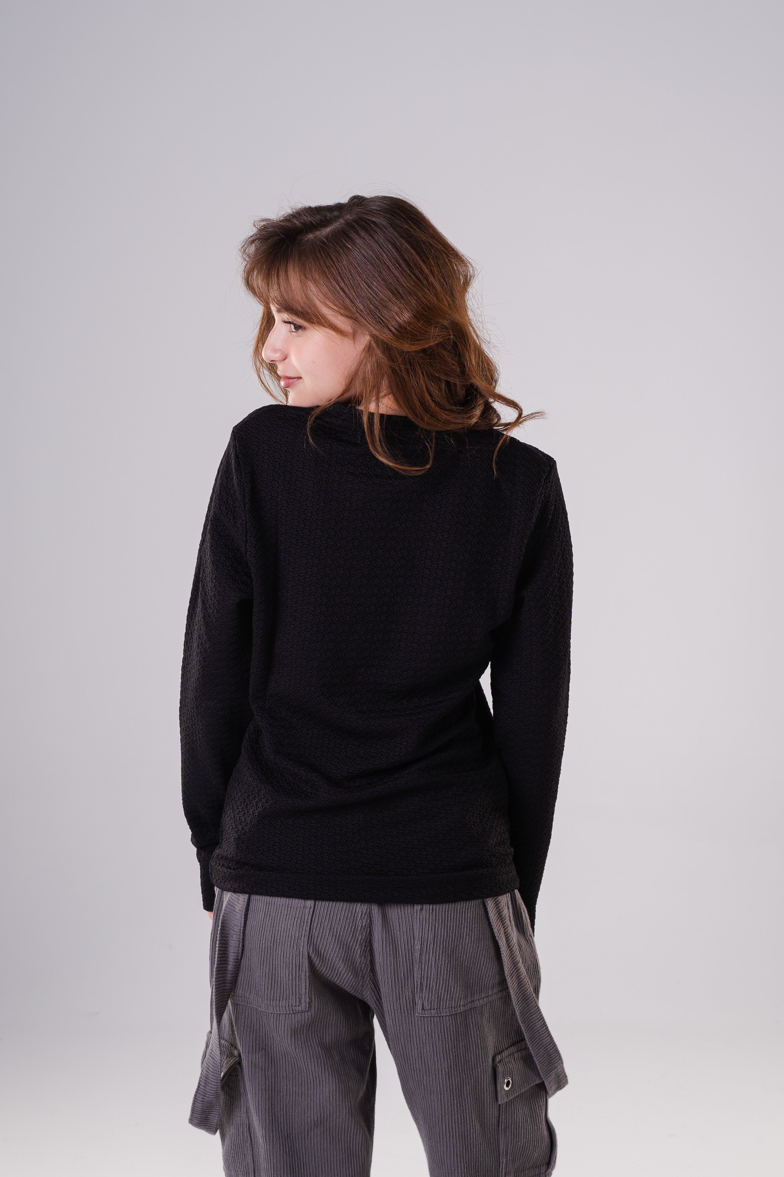 Girls Subtle Texture Essential Long-Sleeve Top