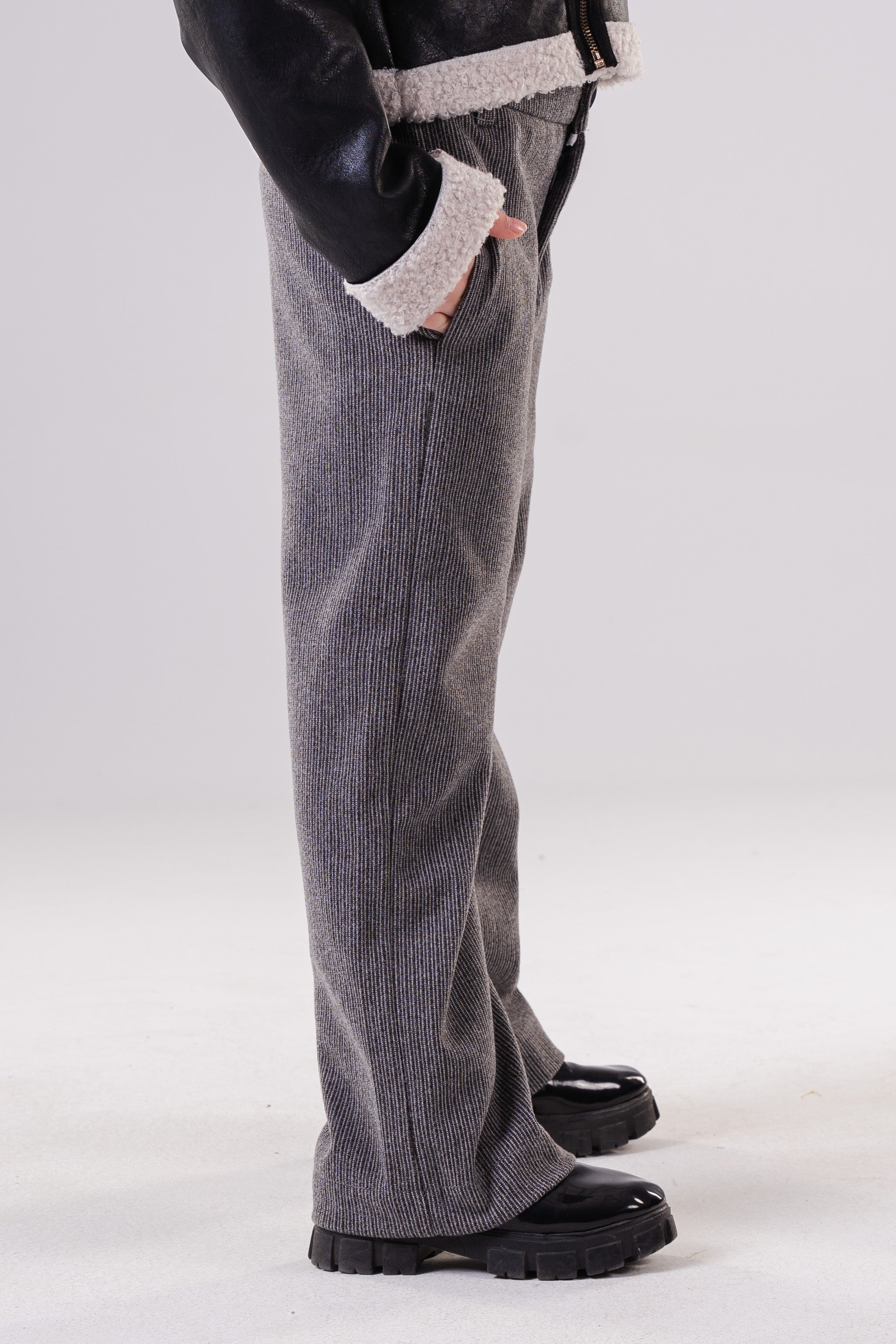 Girls Cozy Ribbed Wide-Leg Trousers