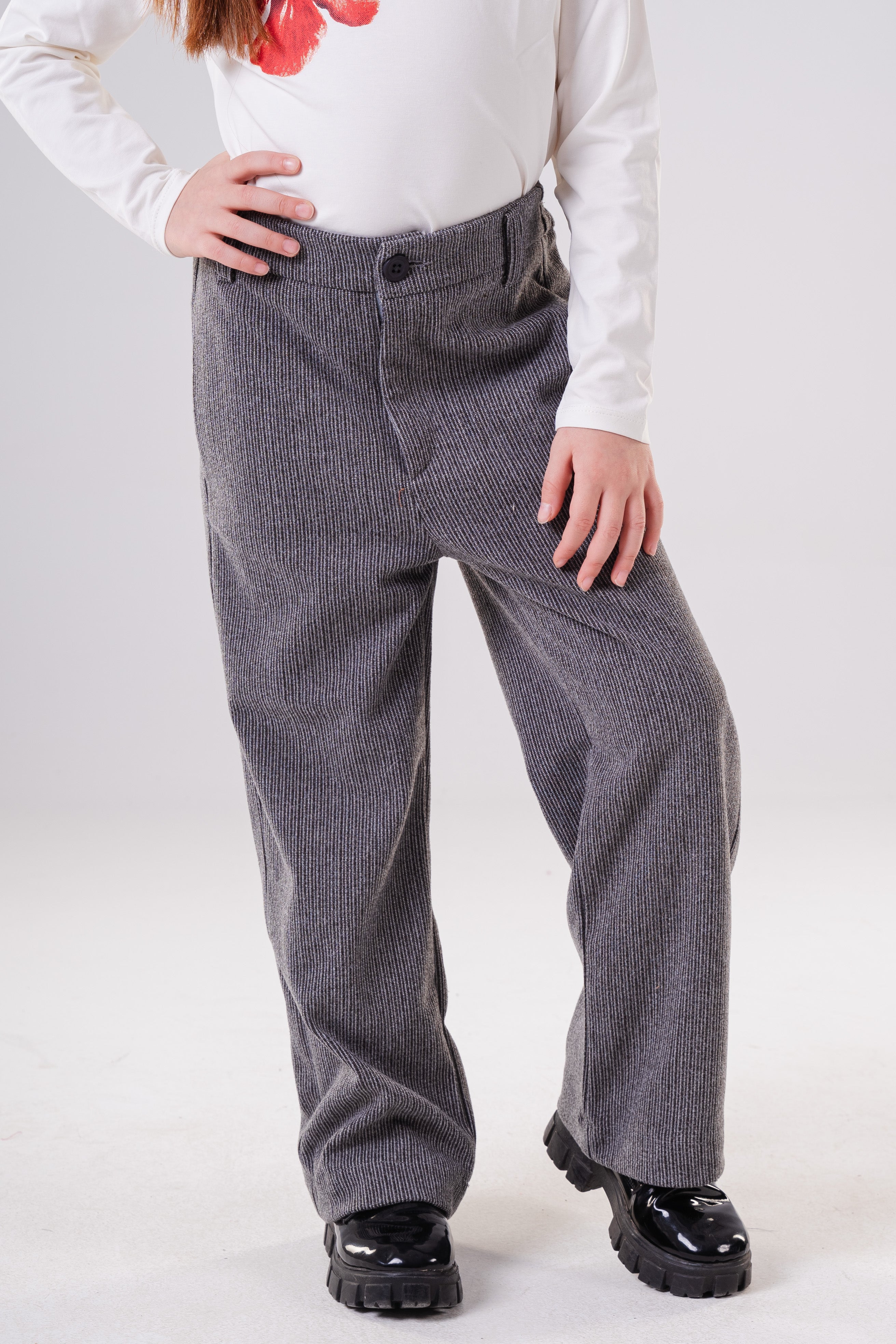 Girls Cozy Ribbed Wide-Leg Trousers