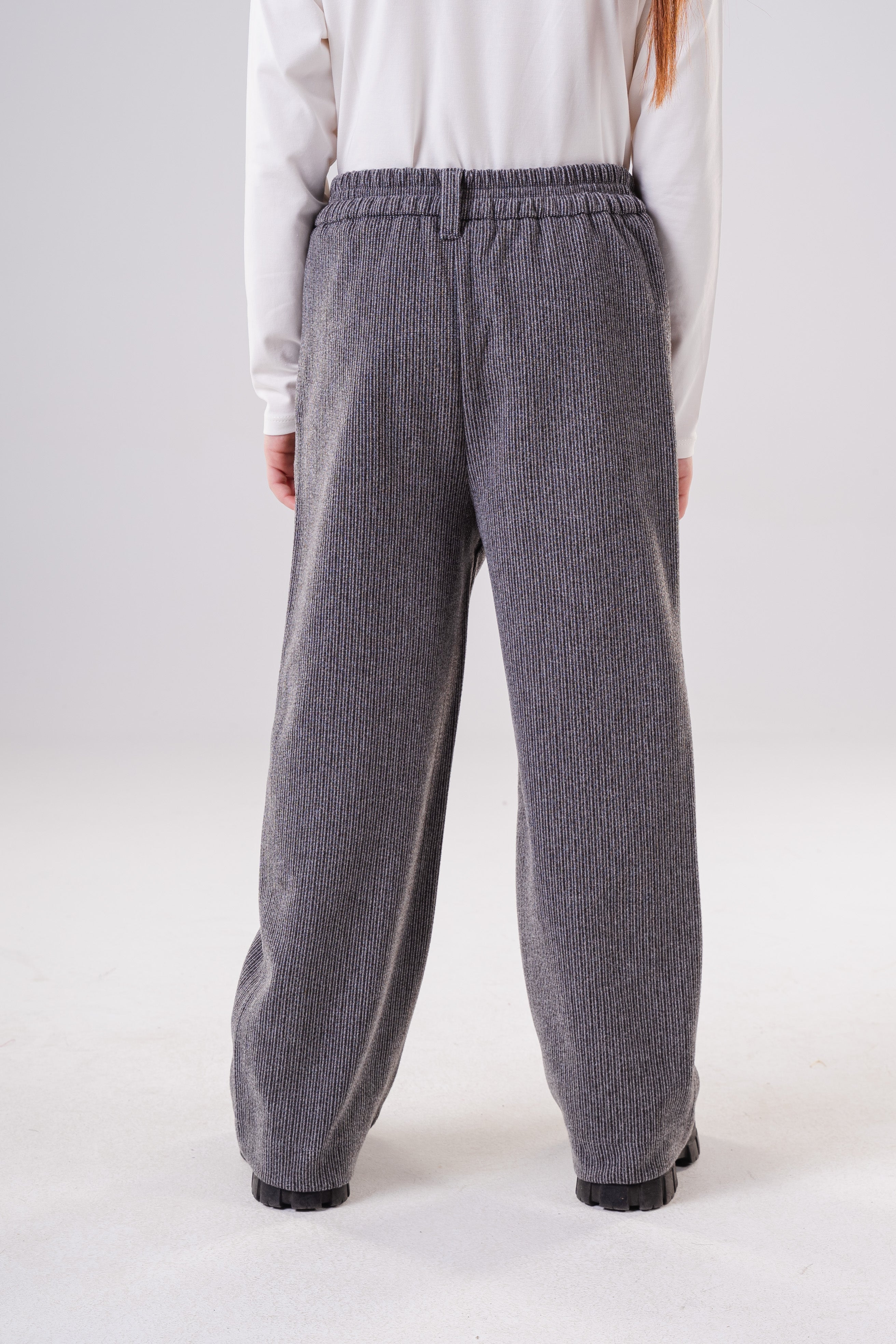 Girls Cozy Ribbed Wide-Leg Trousers