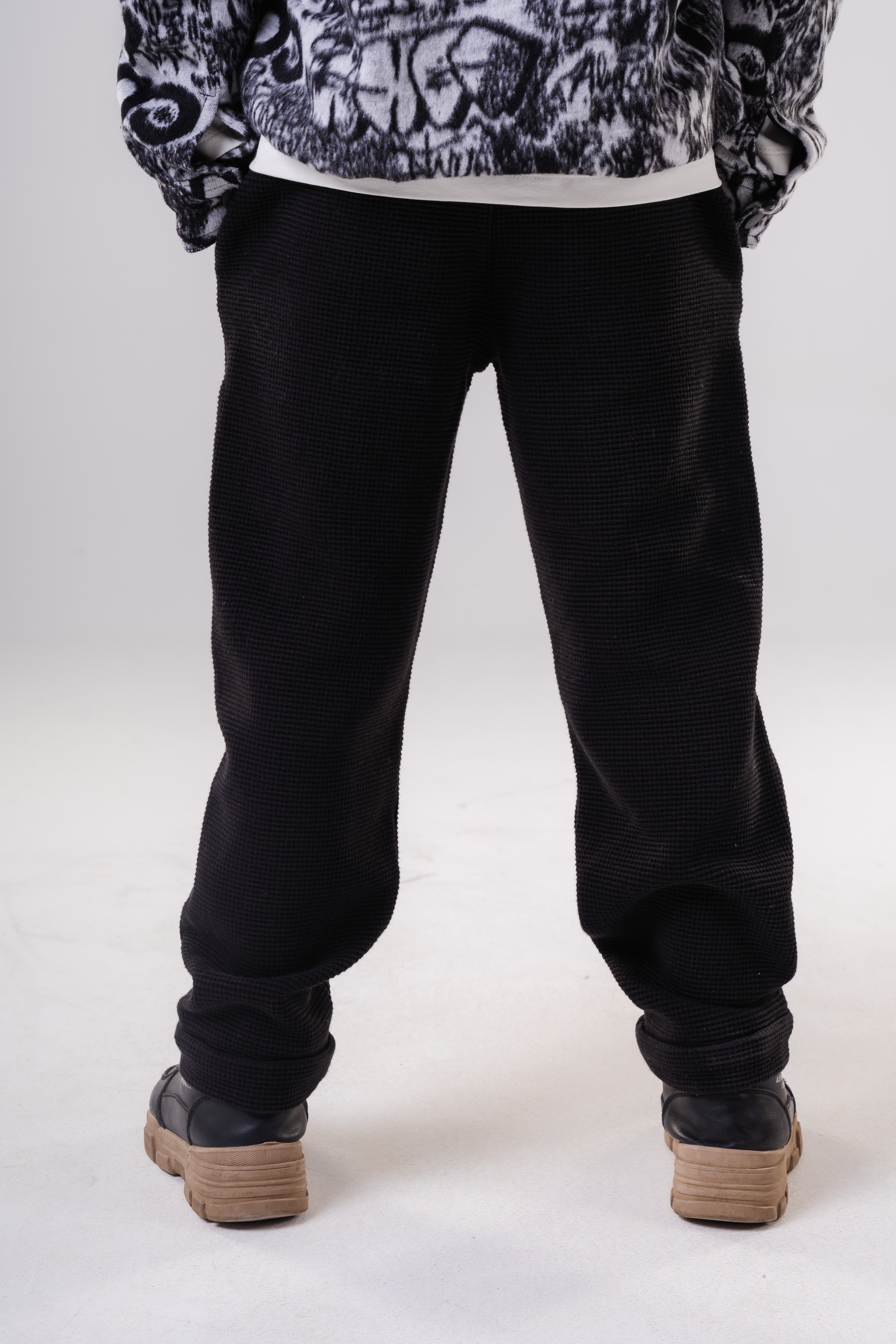 Boy's Relaxed Fit Micro-Patterned Casual Trousers