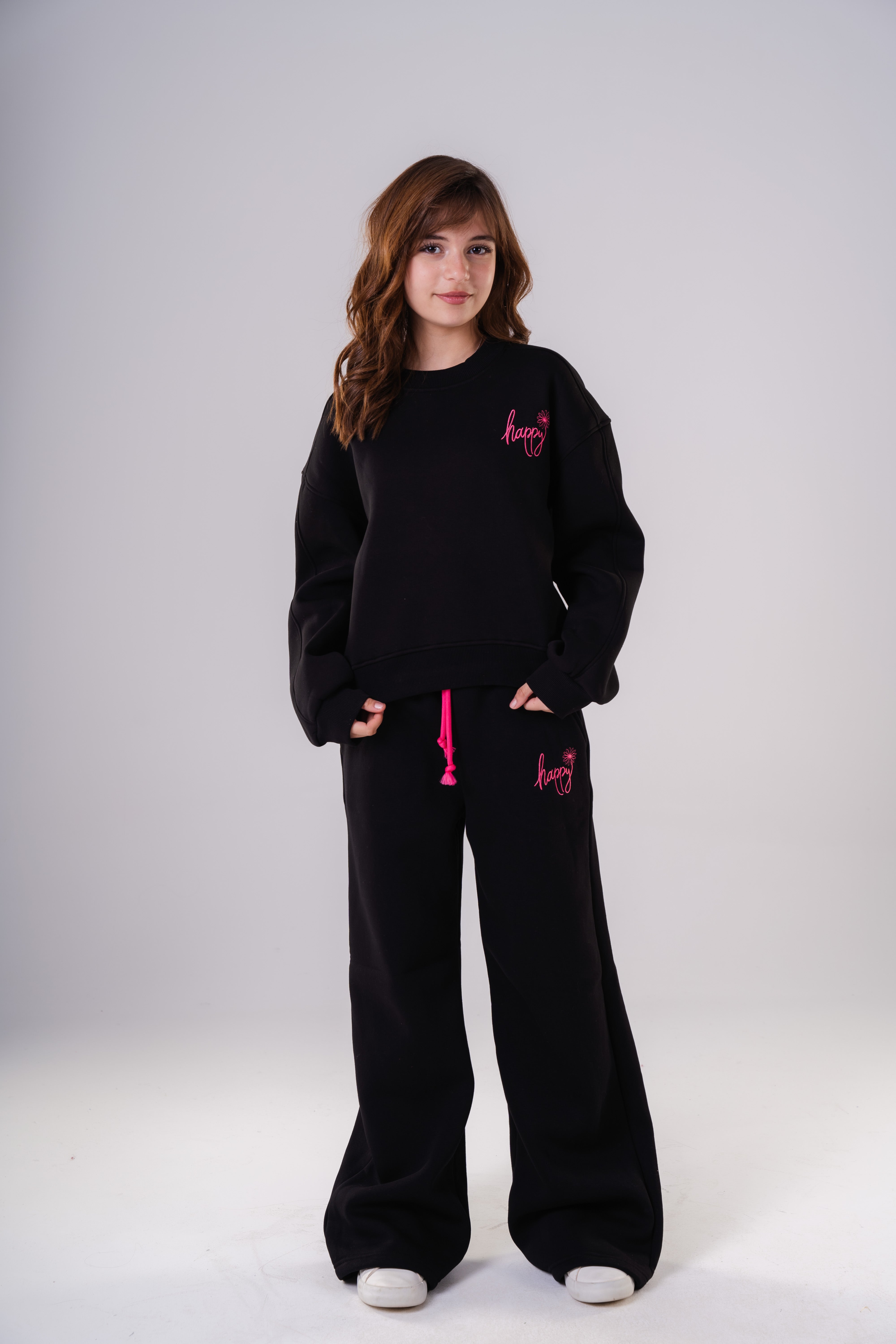 Girls Plush Fleece Wide-Leg Pajama Set