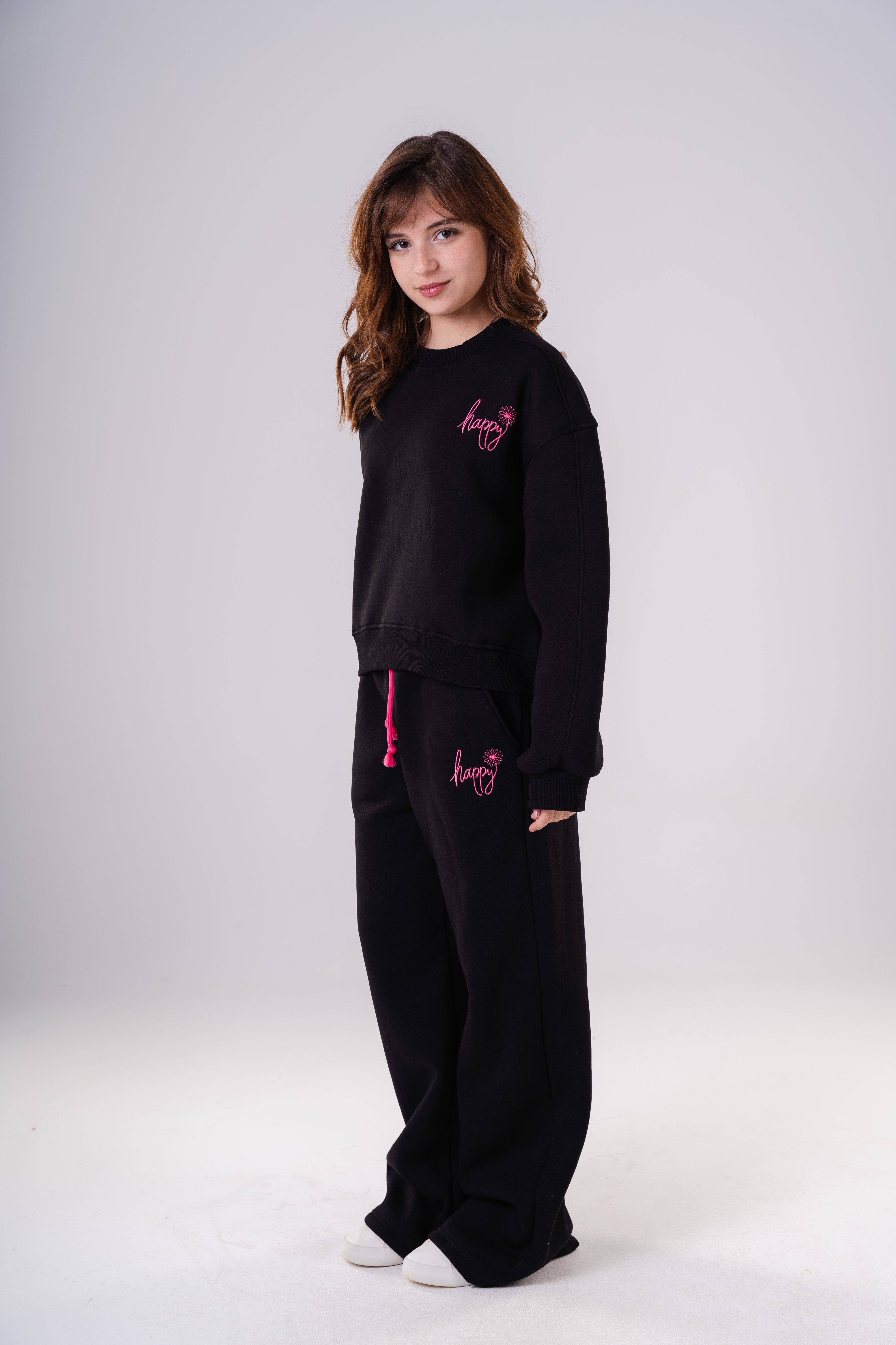 Girls Plush Fleece Wide-Leg Pajama Set