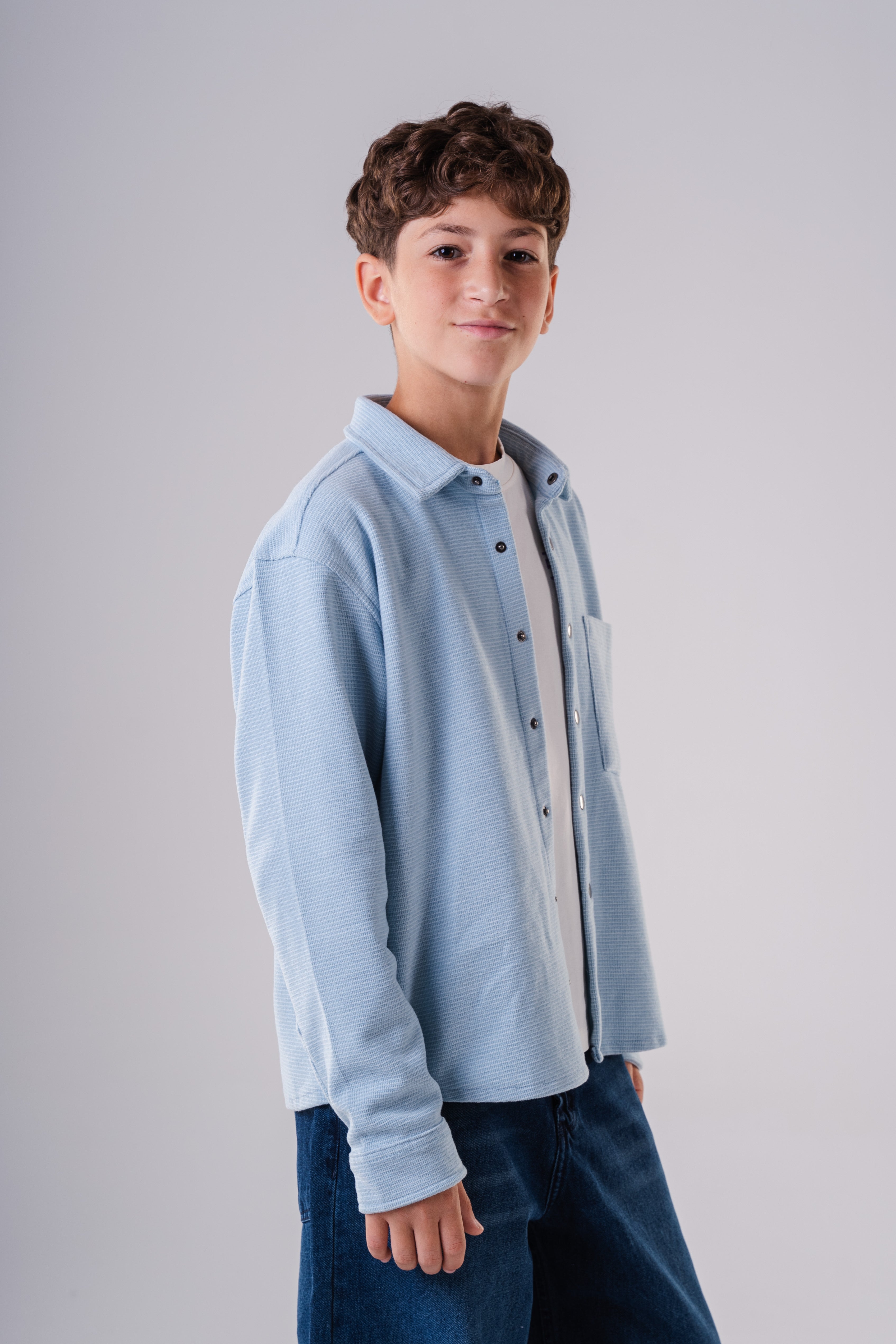 Comfort-Fit Waffle Knit Button-Up Shirt