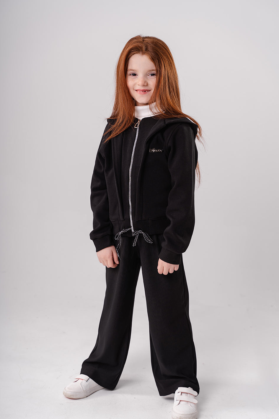 Girls Black Basic Trouser Wide-Leg