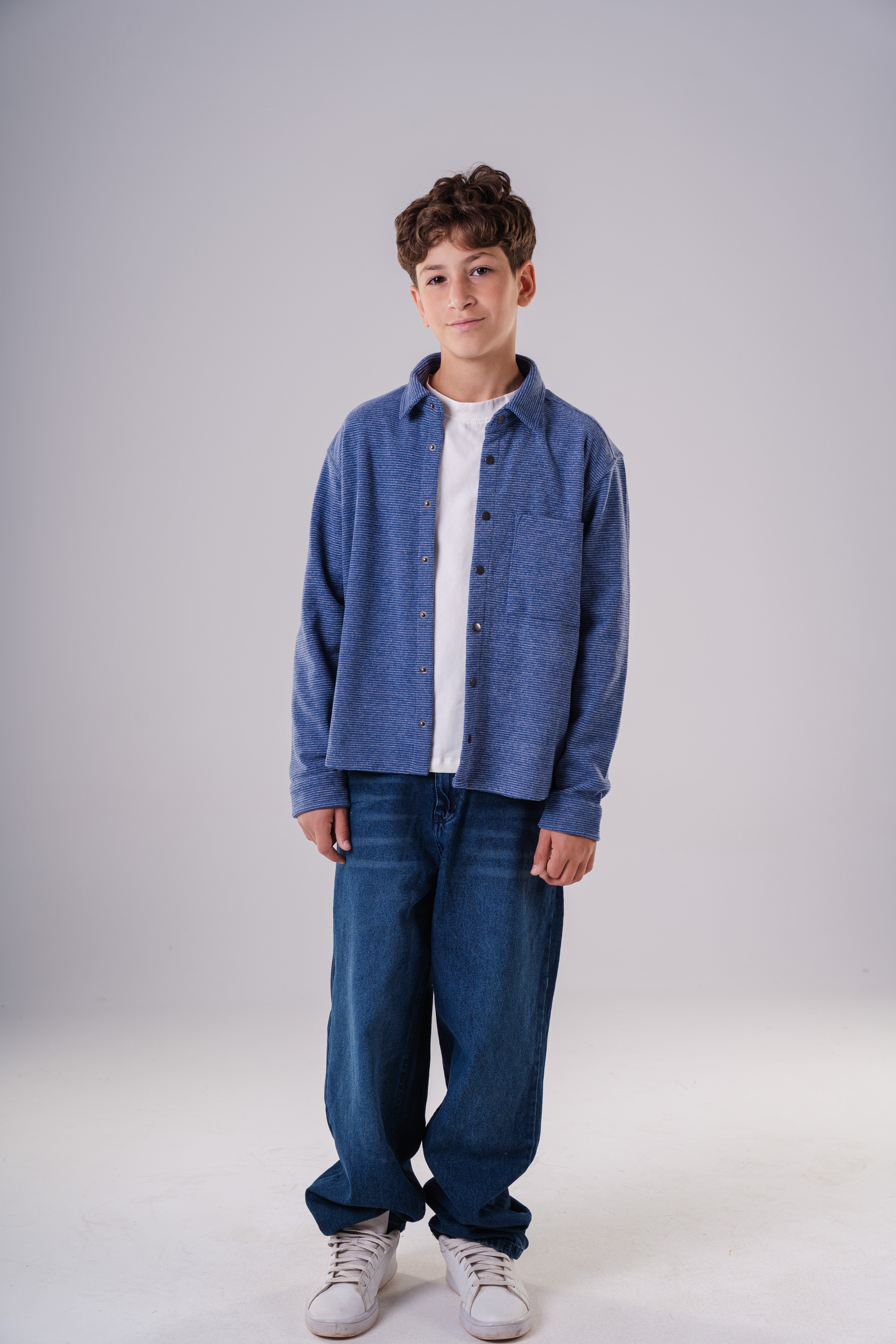 Comfort-Fit Waffle Knit Button-Up Shirt