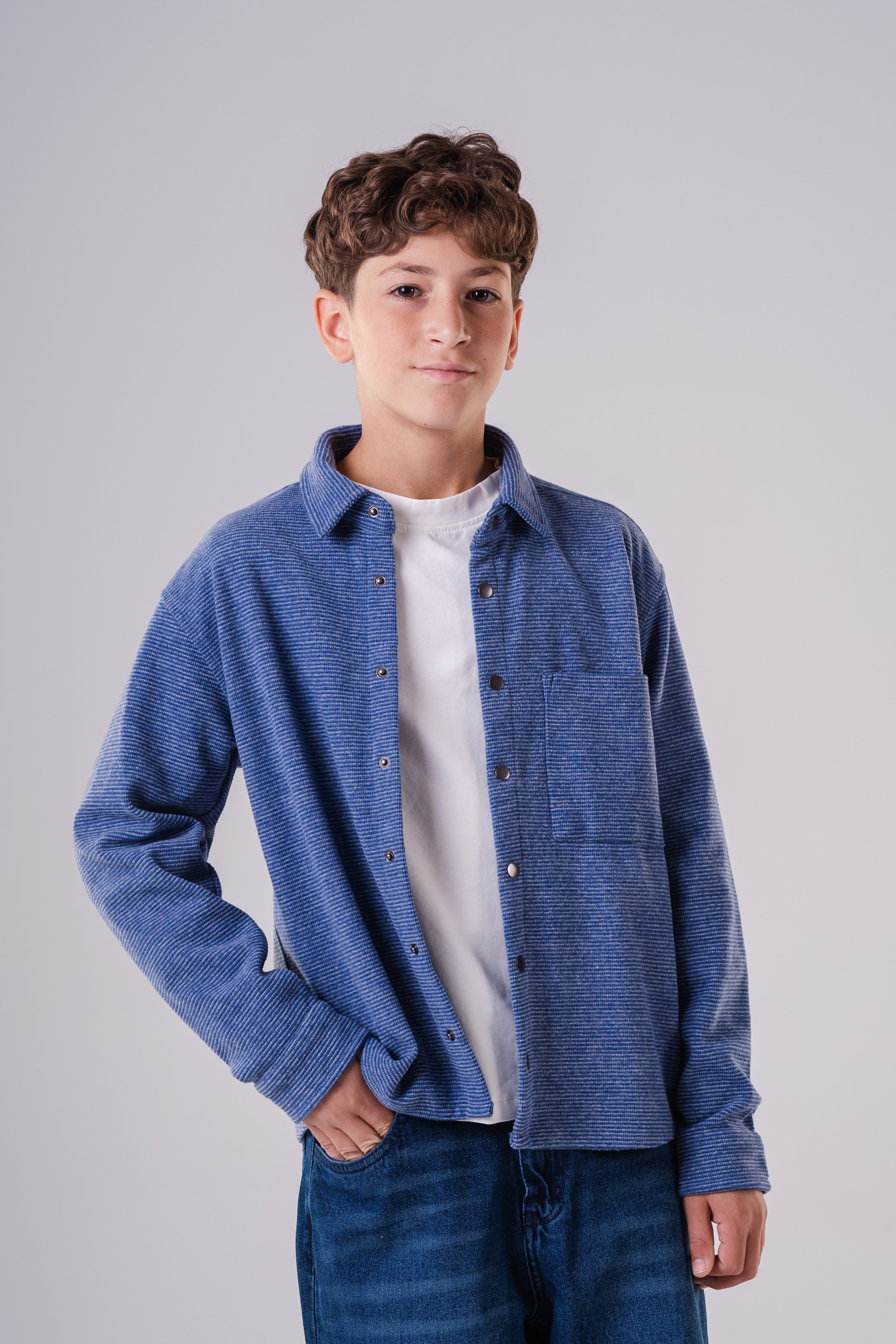 Comfort-Fit Waffle Knit Button-Up Shirt