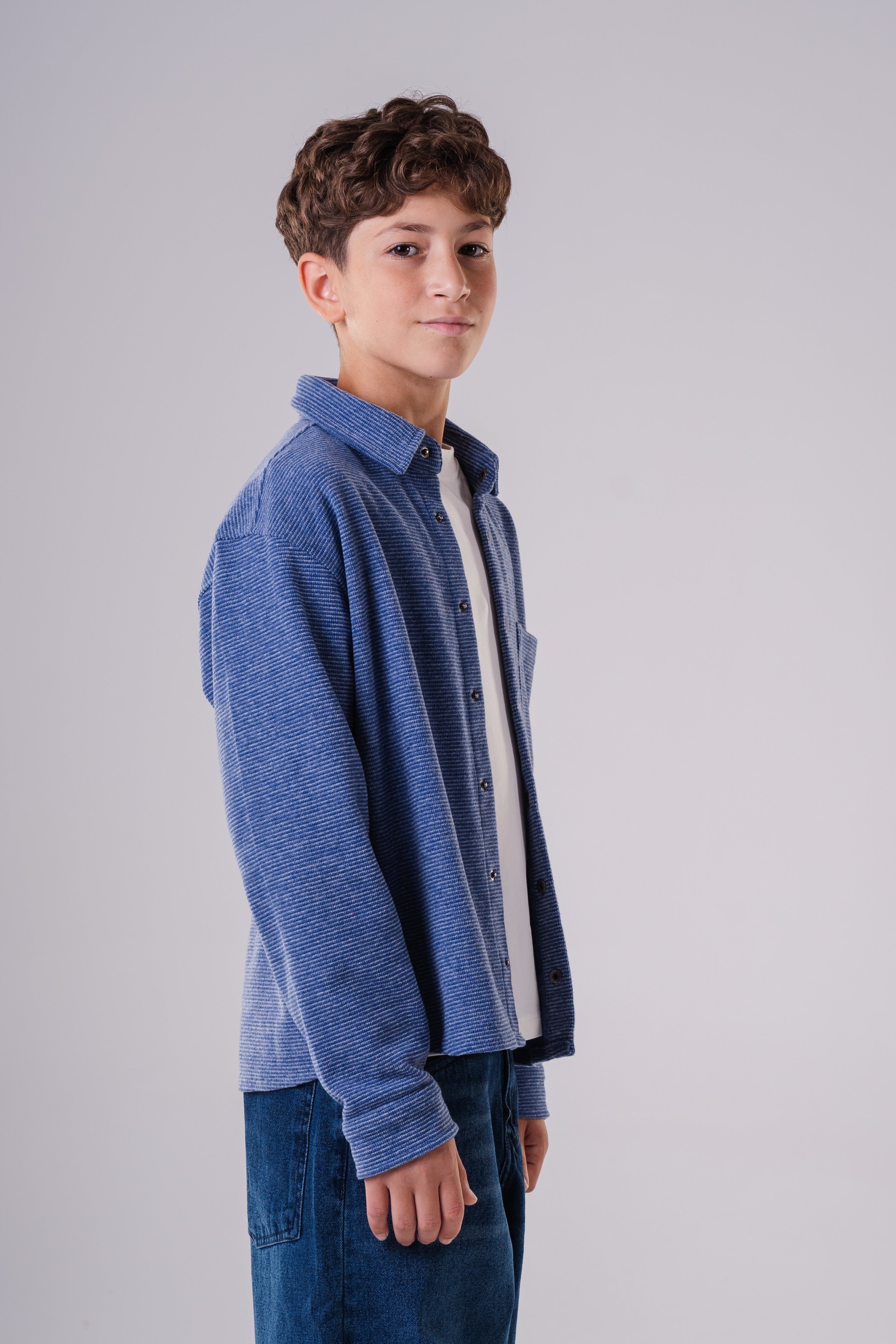 Comfort-Fit Waffle Knit Button-Up Shirt