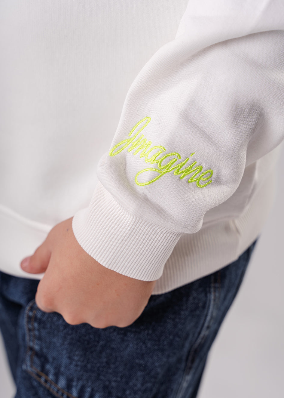 Boys White Regular Fit Hoodie Long Sleeve With Print