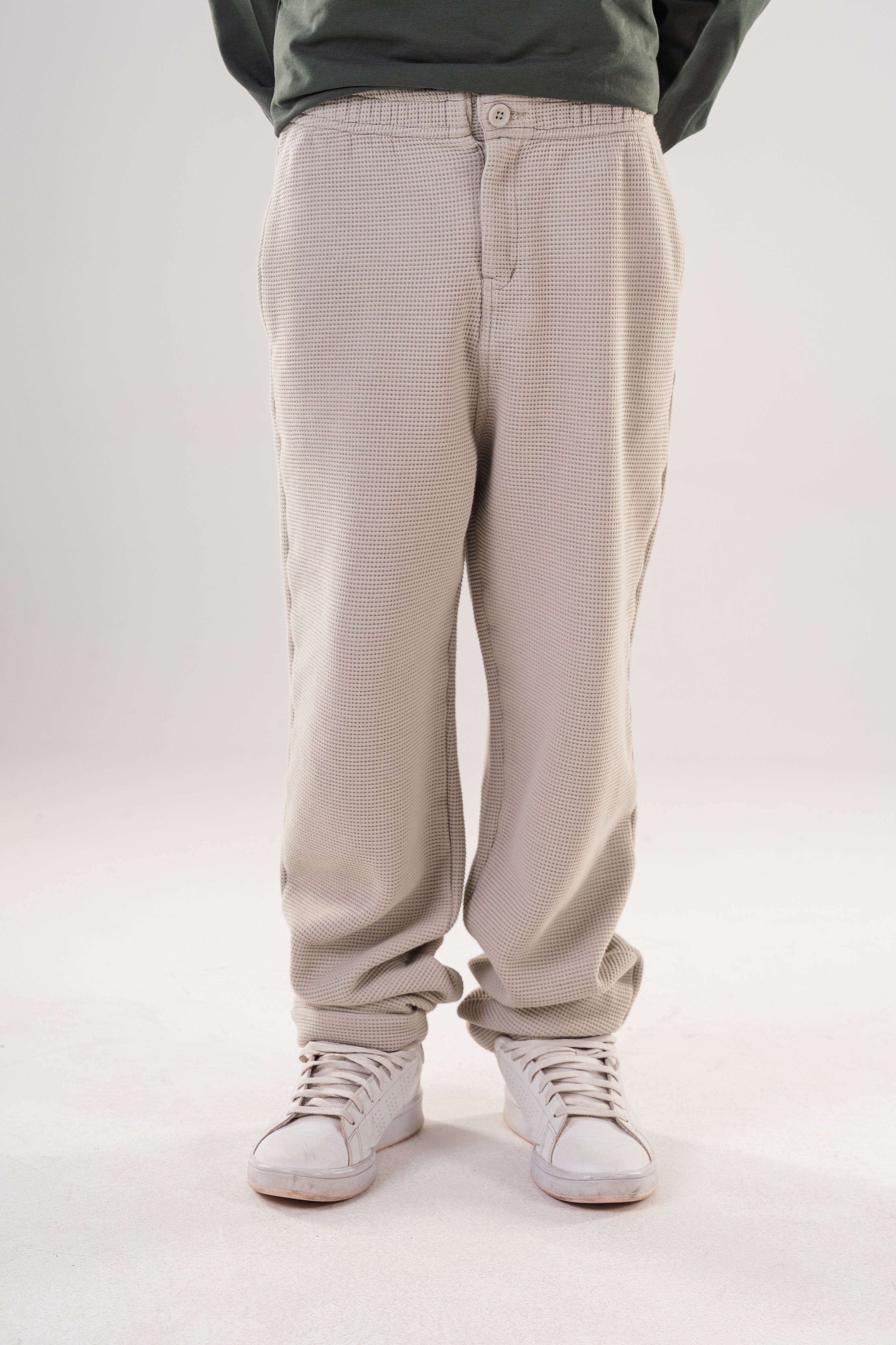 Boy's Relaxed Fit Micro-Patterned Casual Trousers