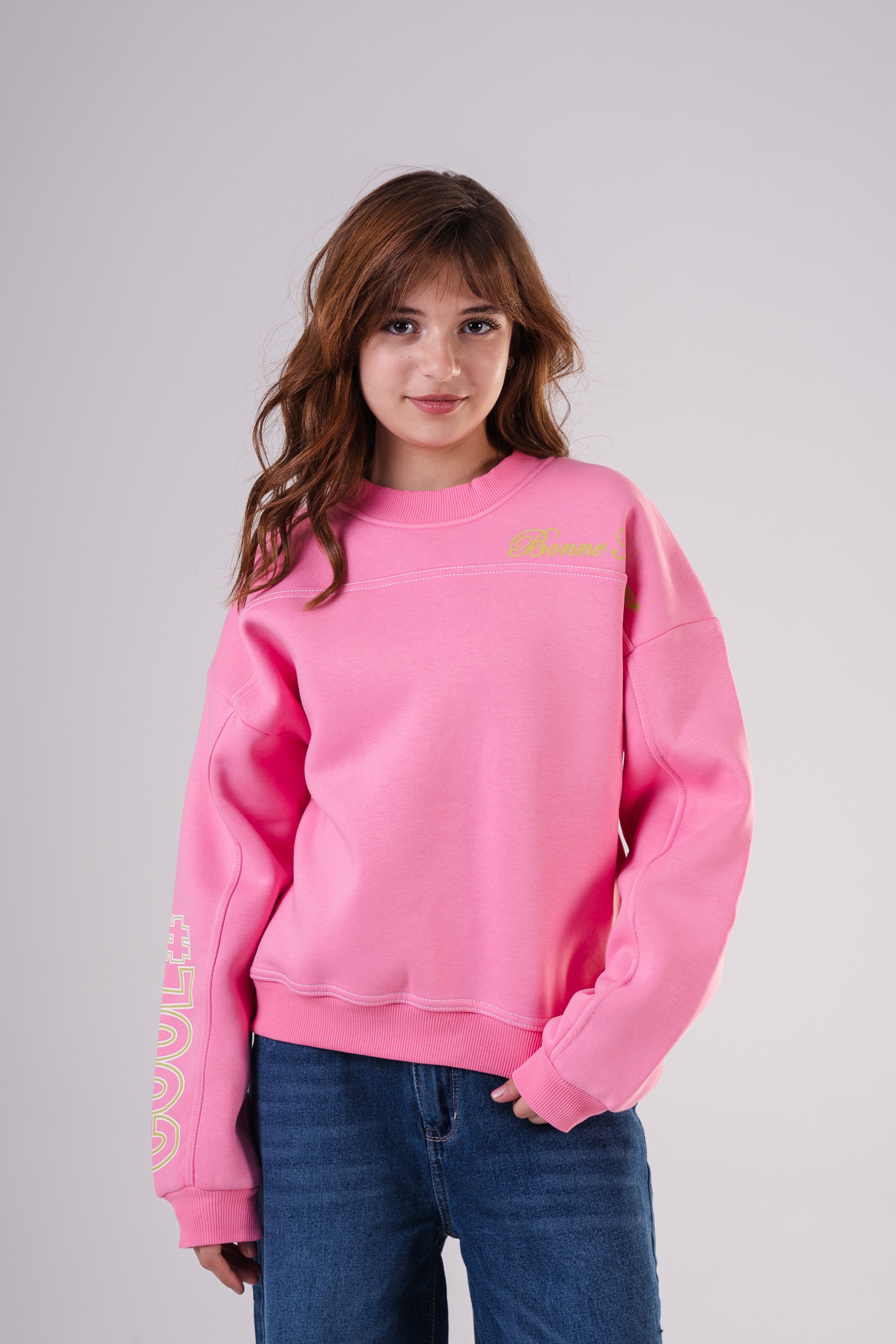 Girls Neon Script Crewneck Sweatshirt