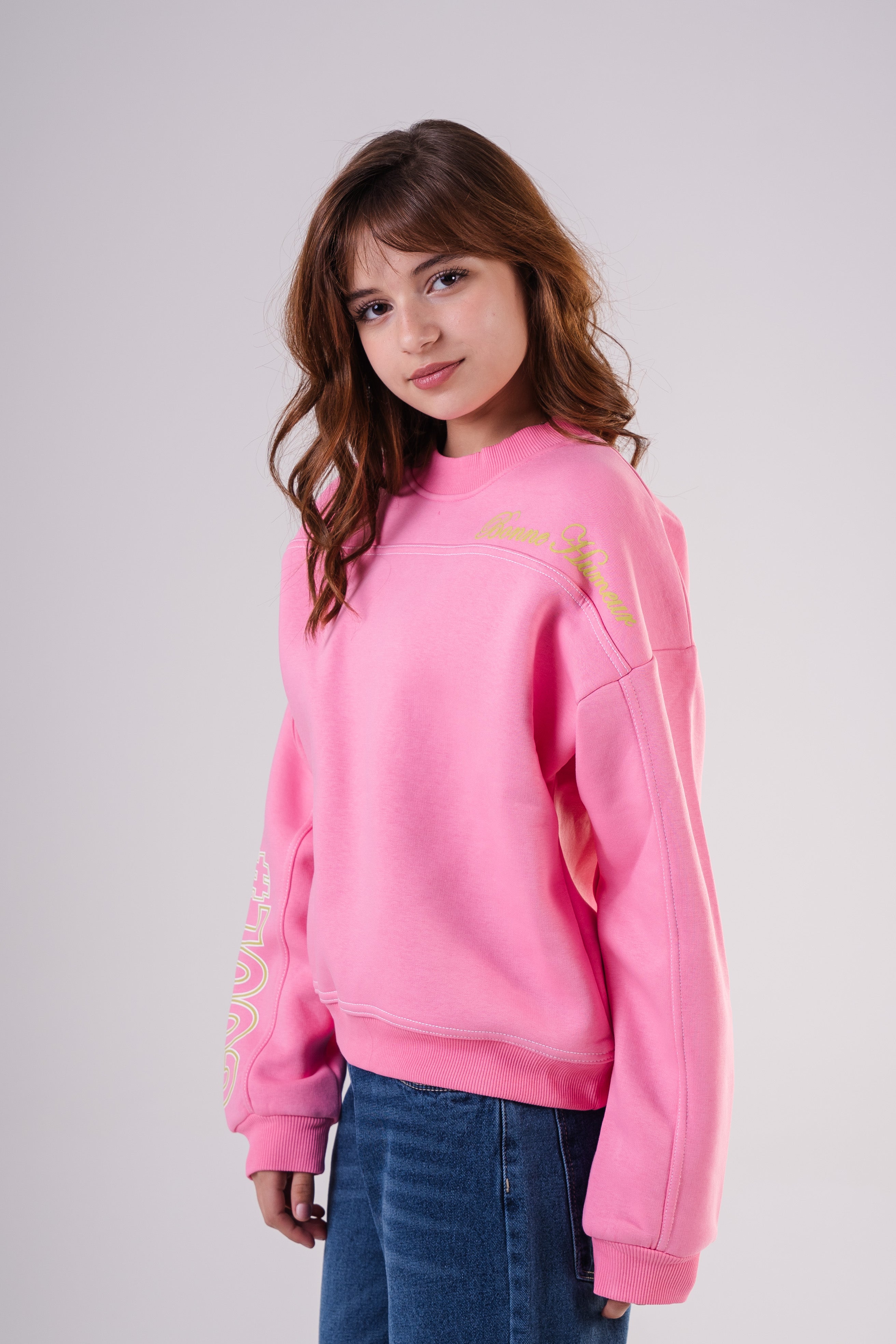 Girls Neon Script Crewneck Sweatshirt