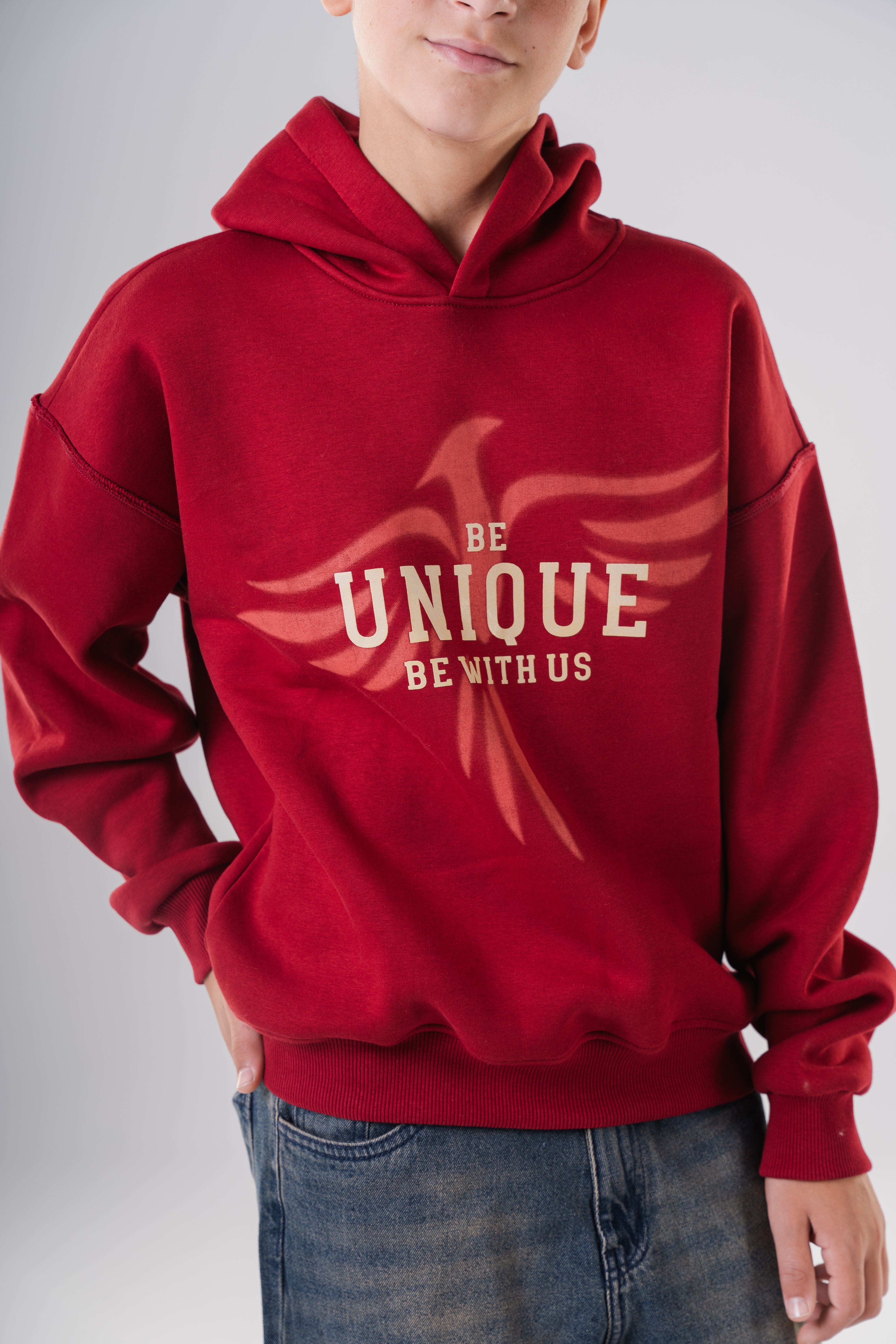 Oversized Hoodie with Eagle Graphic For Boys