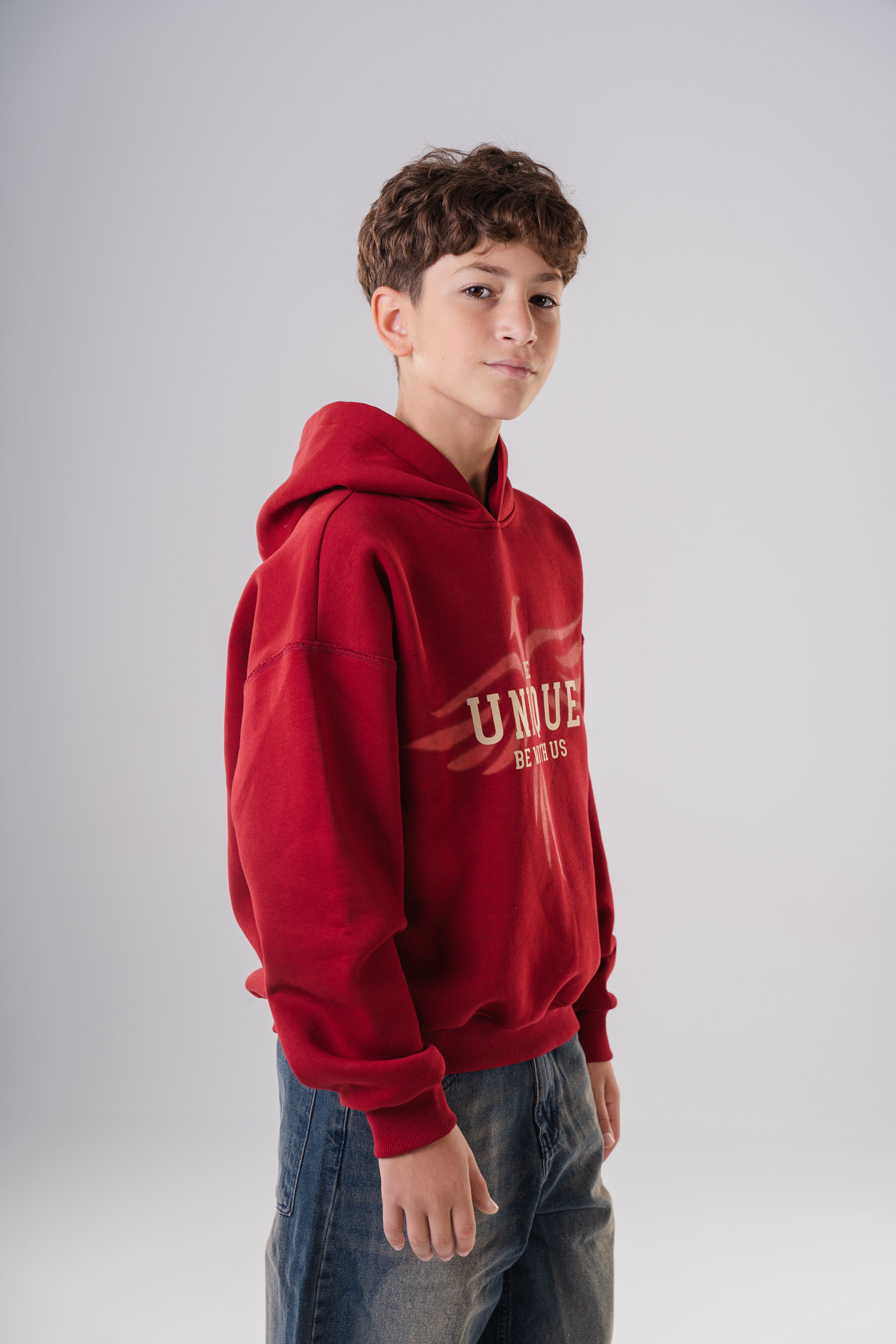 Oversized Hoodie with Eagle Graphic For Boys