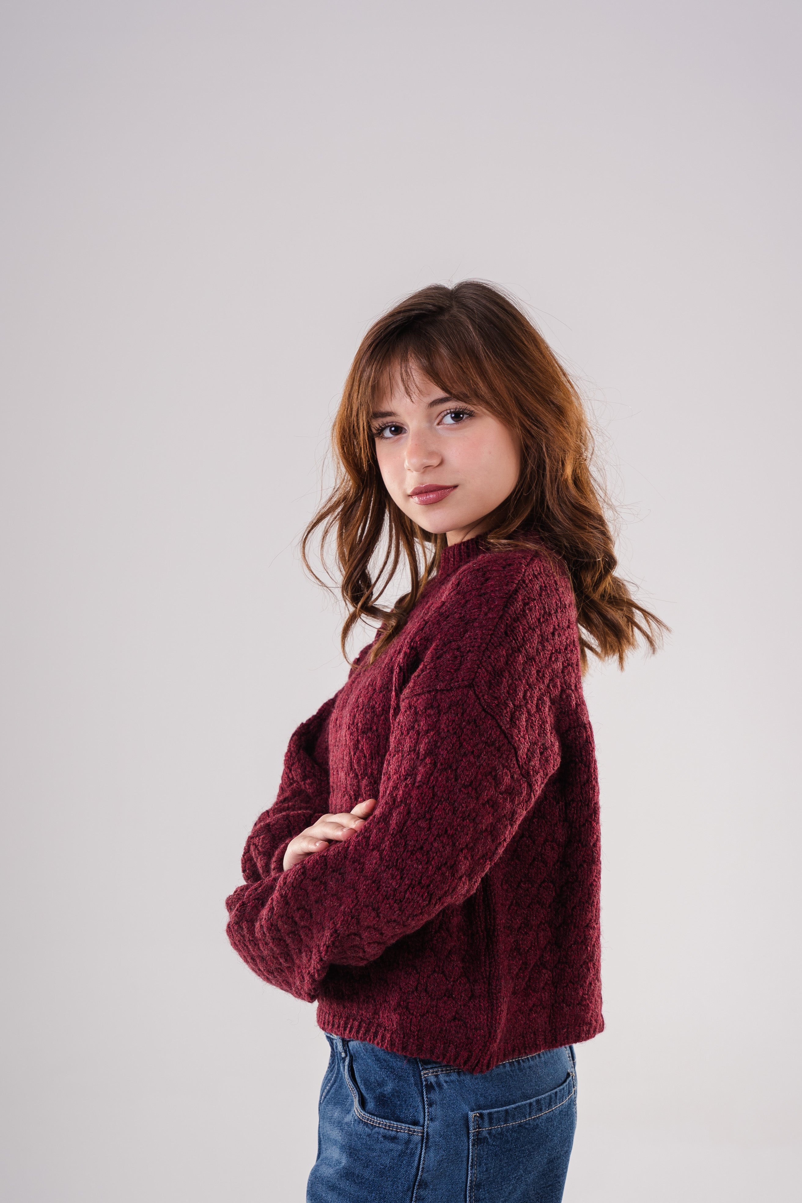 Girls' Textured Bubble Knit Sweater