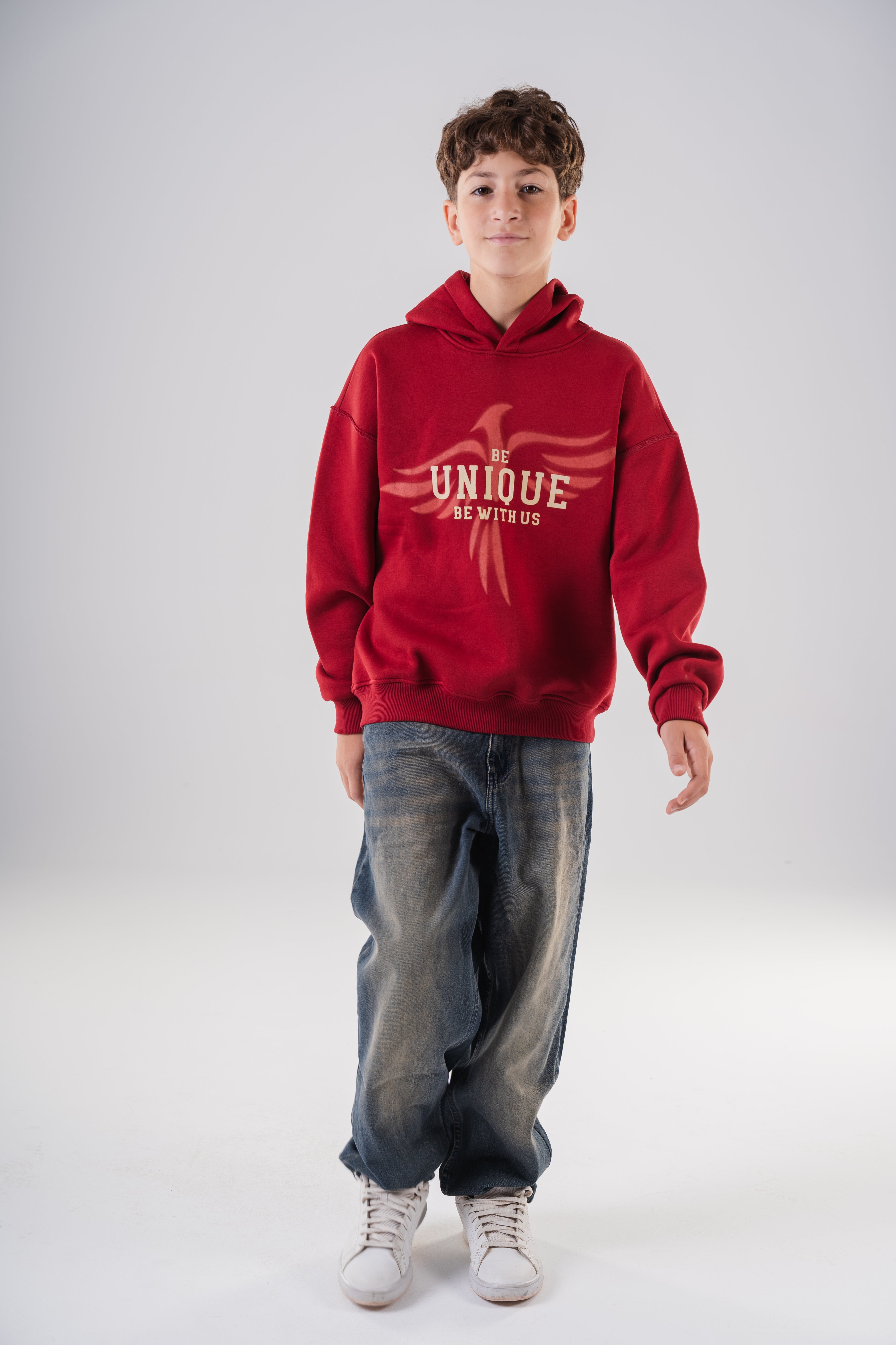 Oversized Hoodie with Eagle Graphic For Boys