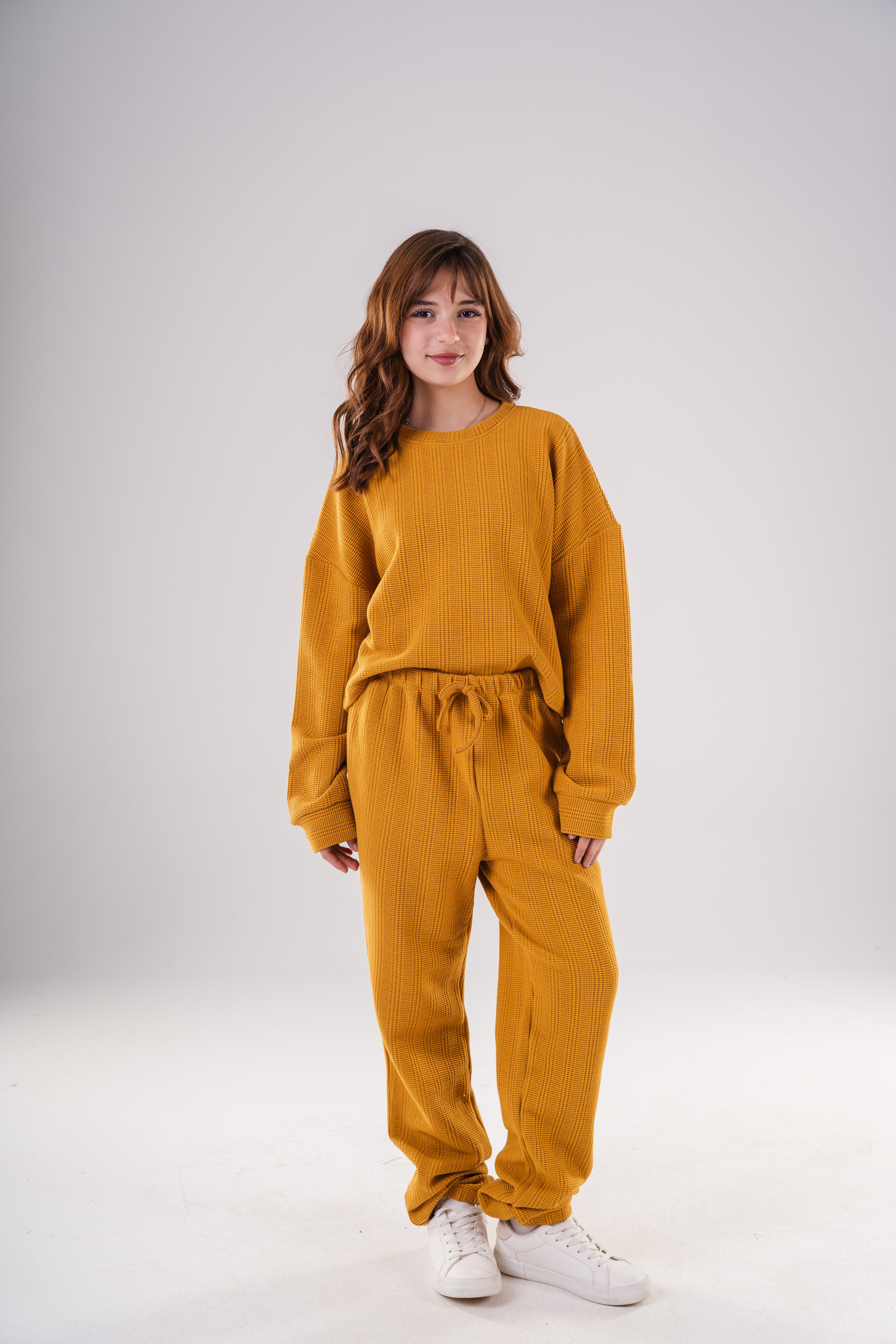 Girls Waffle Knit Loungewear Set