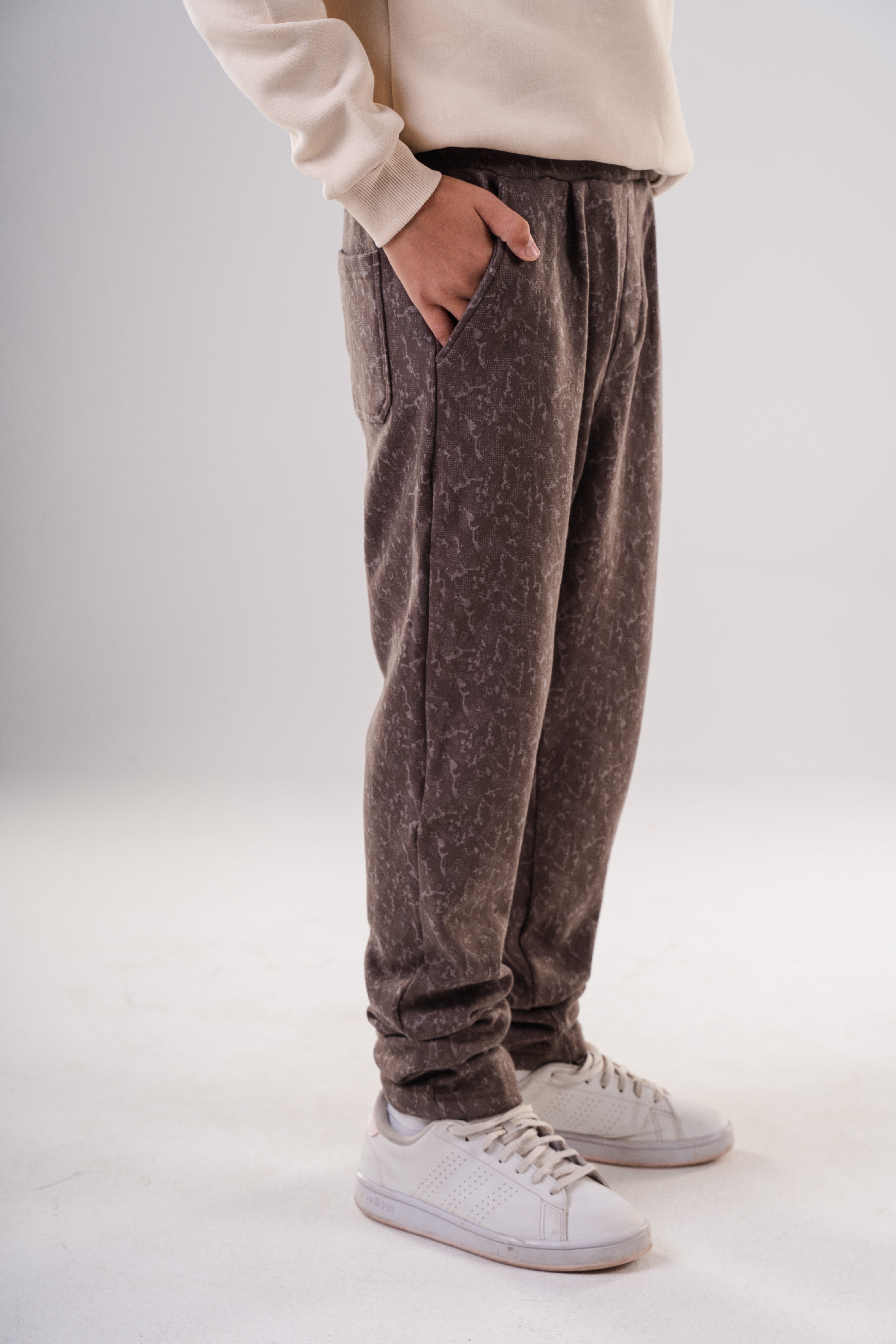 Boy's Patterned Fleece Sweatpants with Drawstring Waist