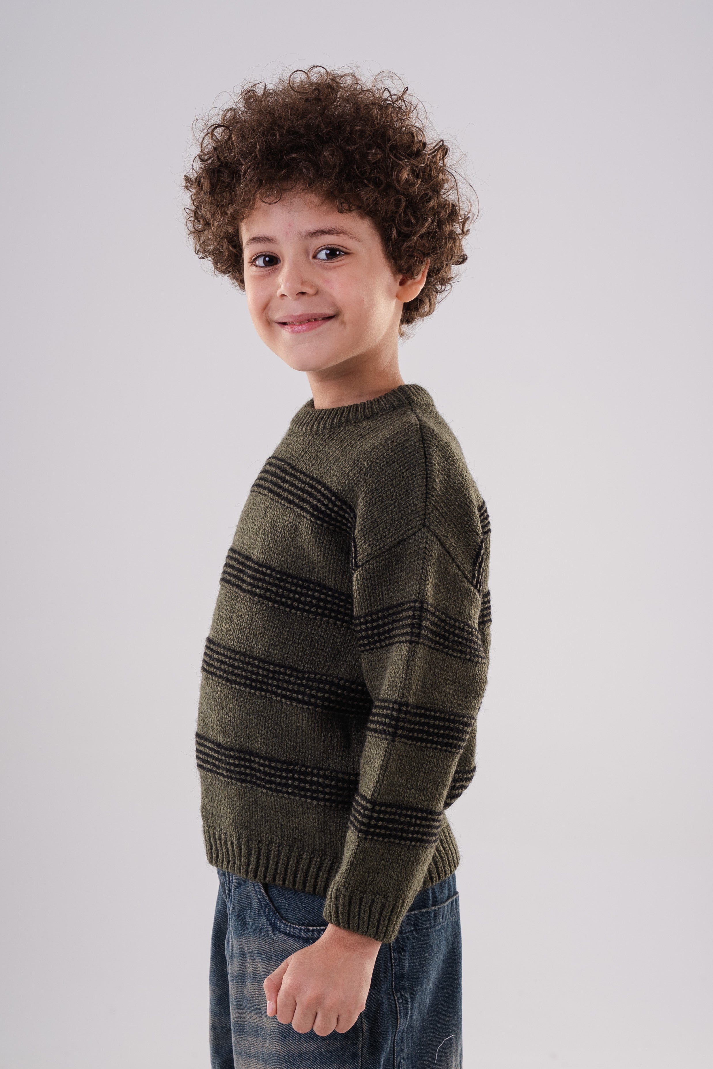 Boy's Classic Striped Knit Crewneck Sweater