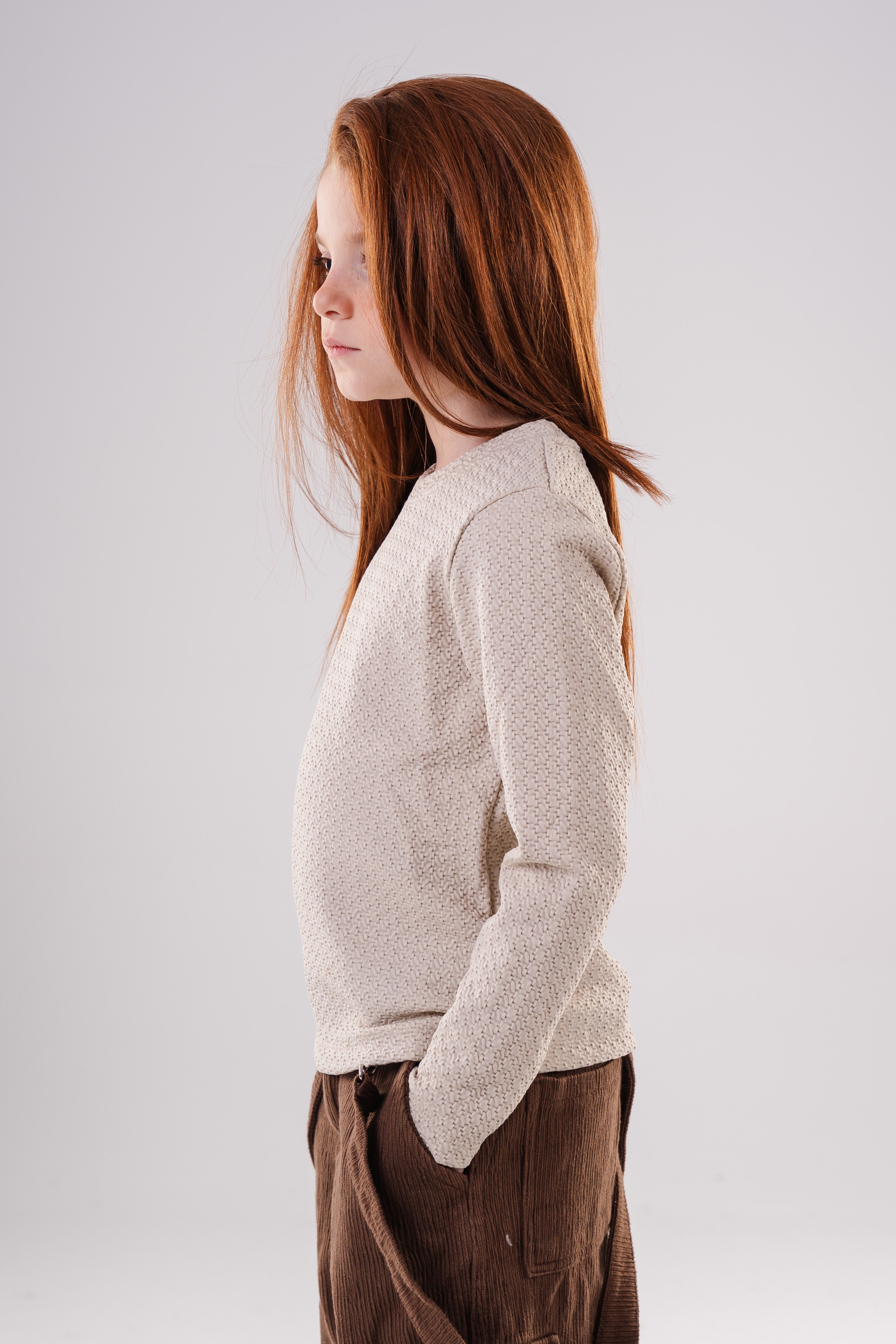 Girls Subtle Texture Essential Long-Sleeve Top