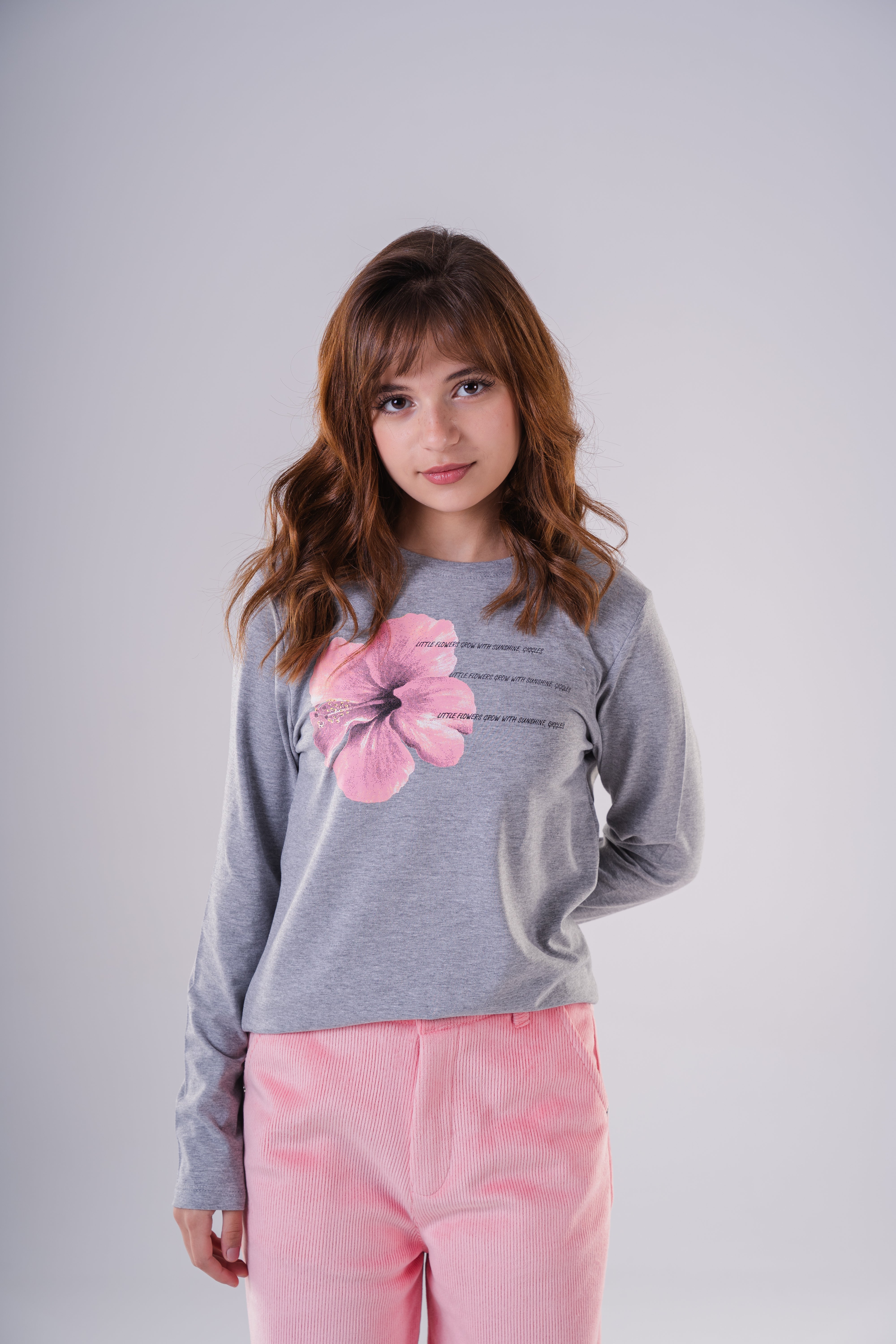 Girls Floral Print Casual Sweatshirt