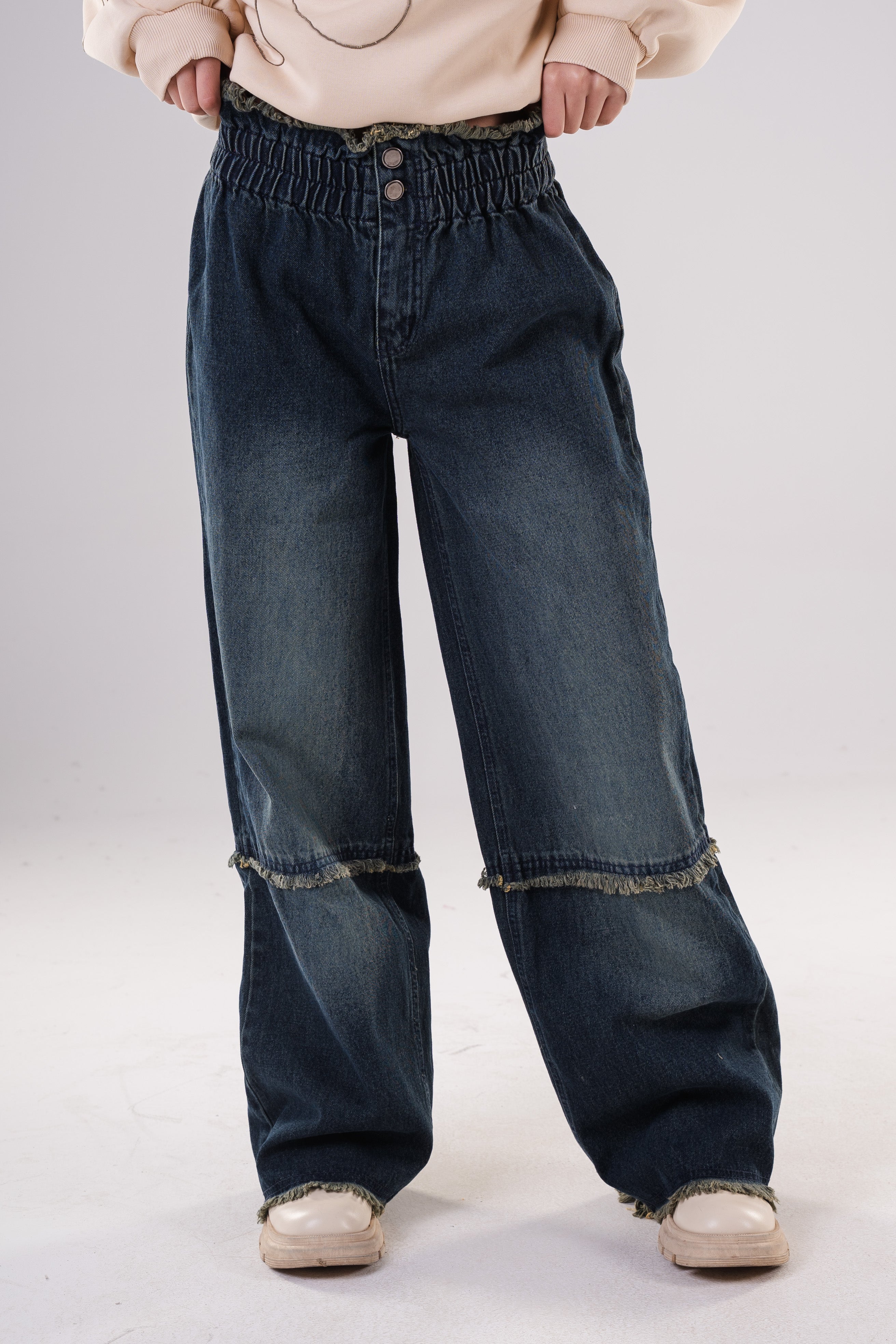 Girls Comfort-Fit Elastic Waist Denim Trousers