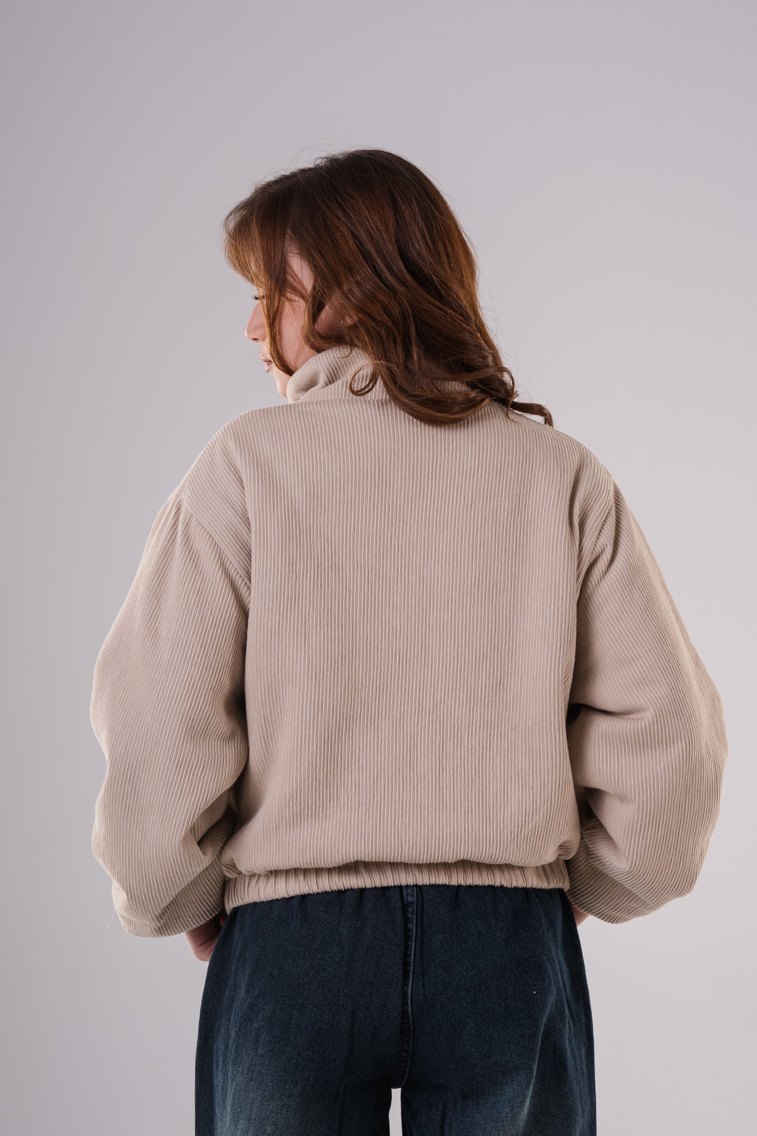 Girls' Oversized Corduroy Bomber Jacket