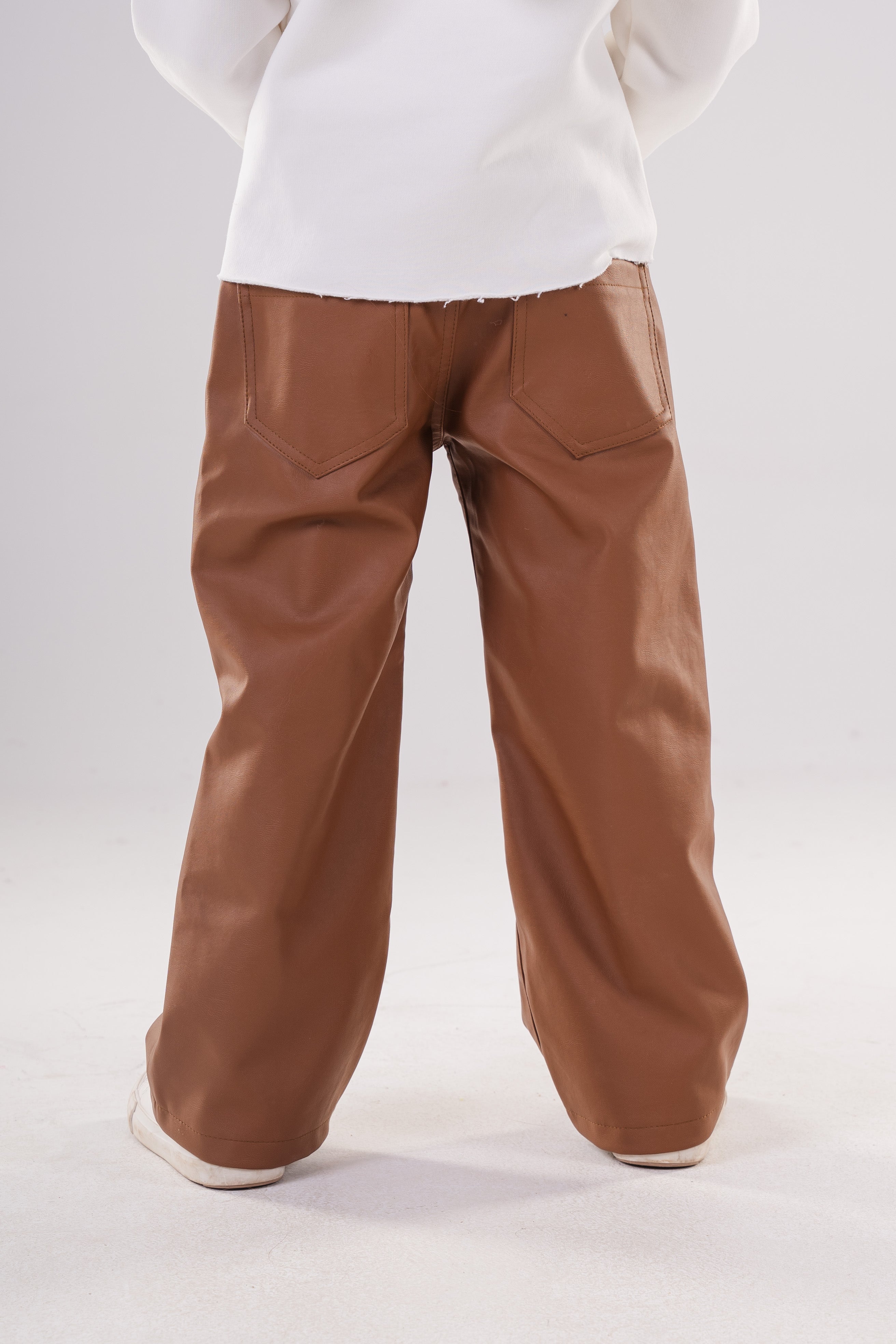 Girls' Fashion Faux Leather Pants with Relaxed Fit