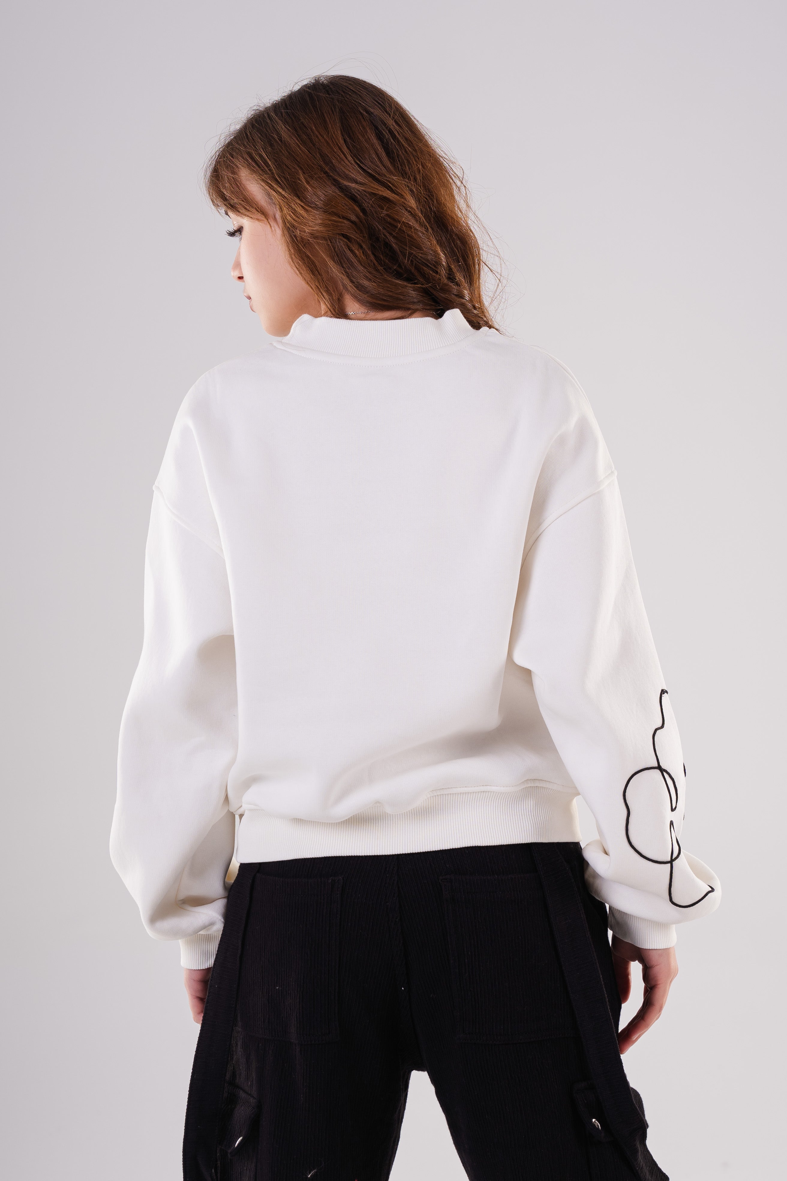 Girls Unique Crewneck Knit Sweatshirt