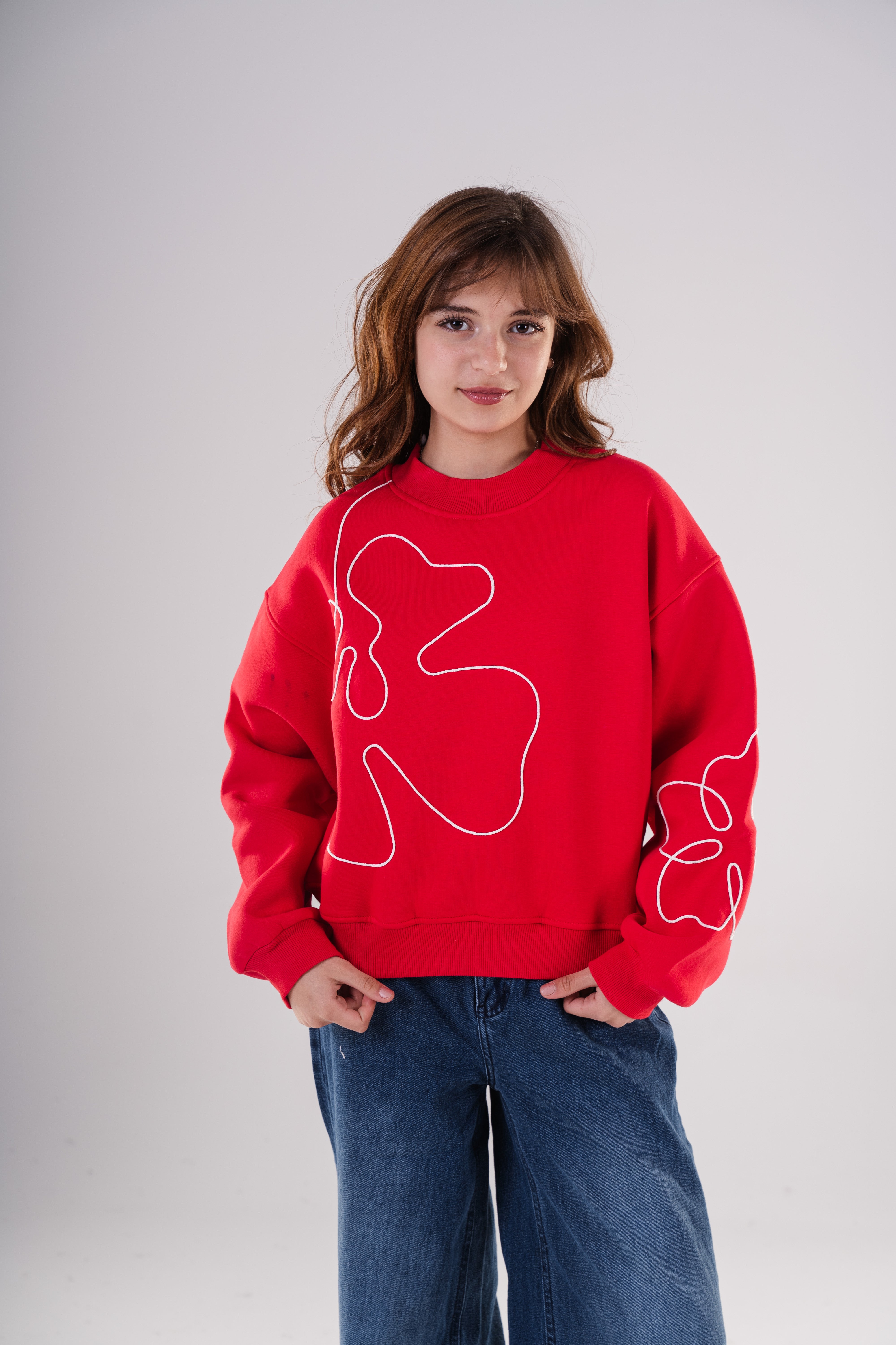 Girls Unique Crewneck Knit Sweatshirt