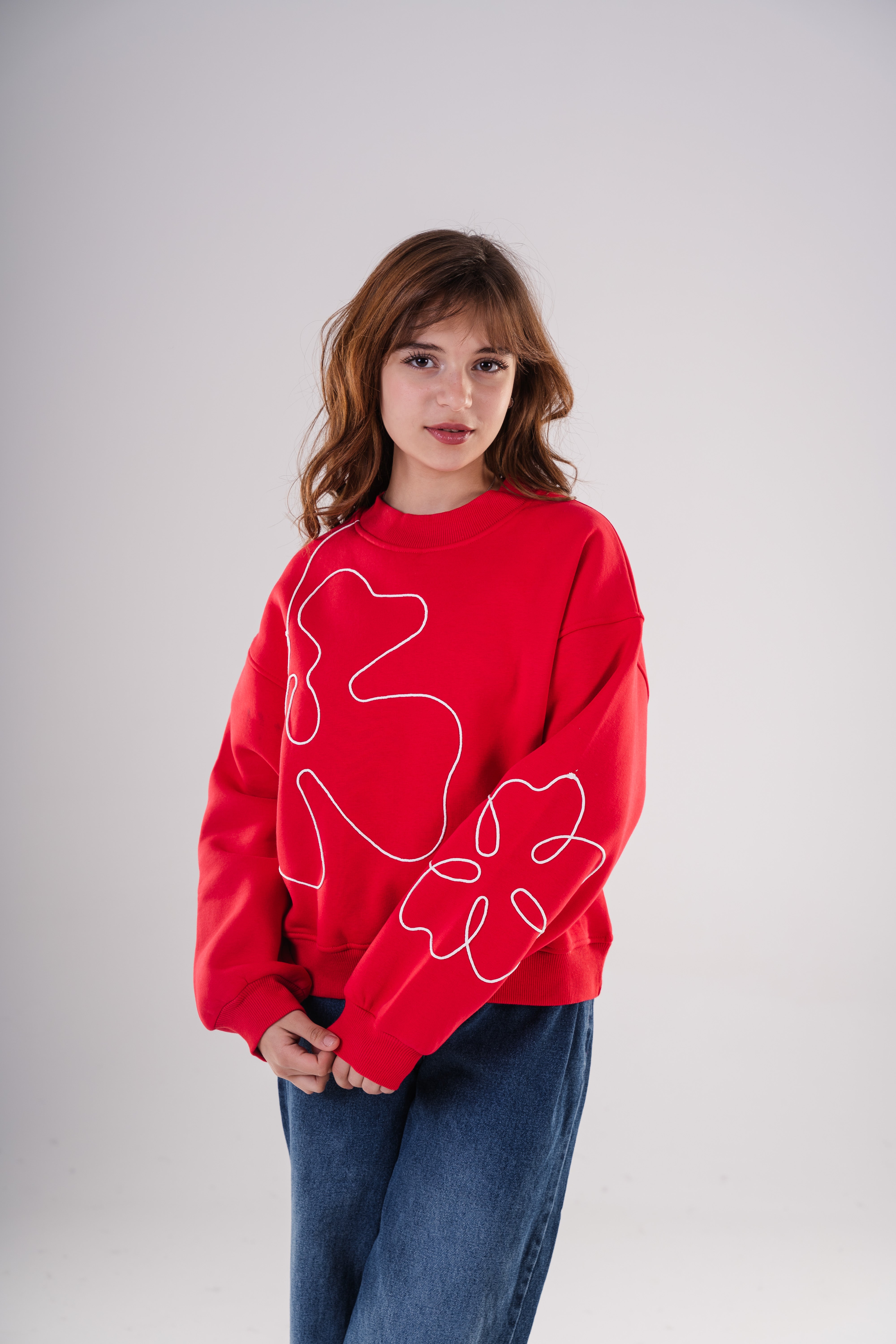 Girls Unique Crewneck Knit Sweatshirt