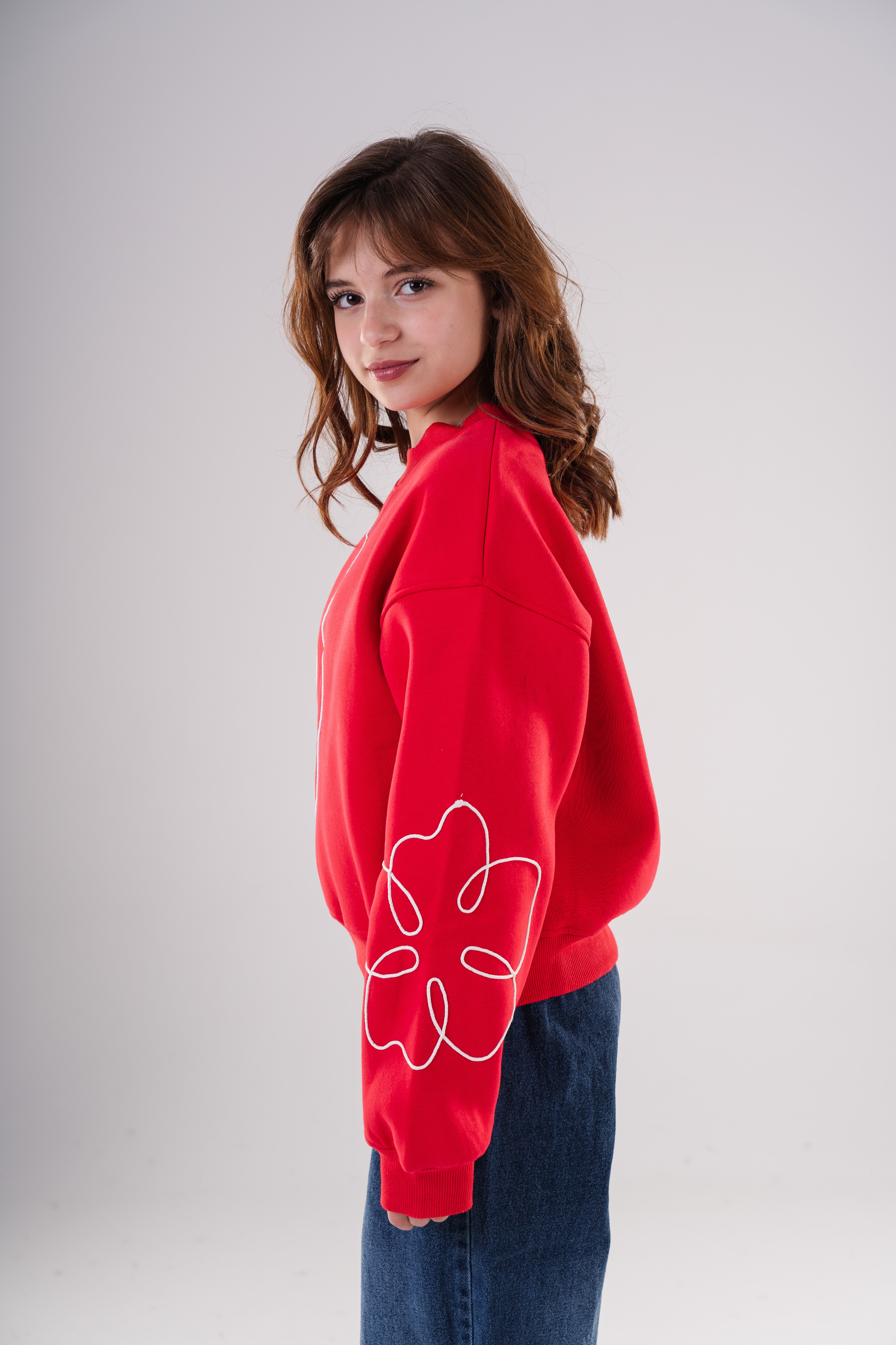 Girls Unique Crewneck Knit Sweatshirt